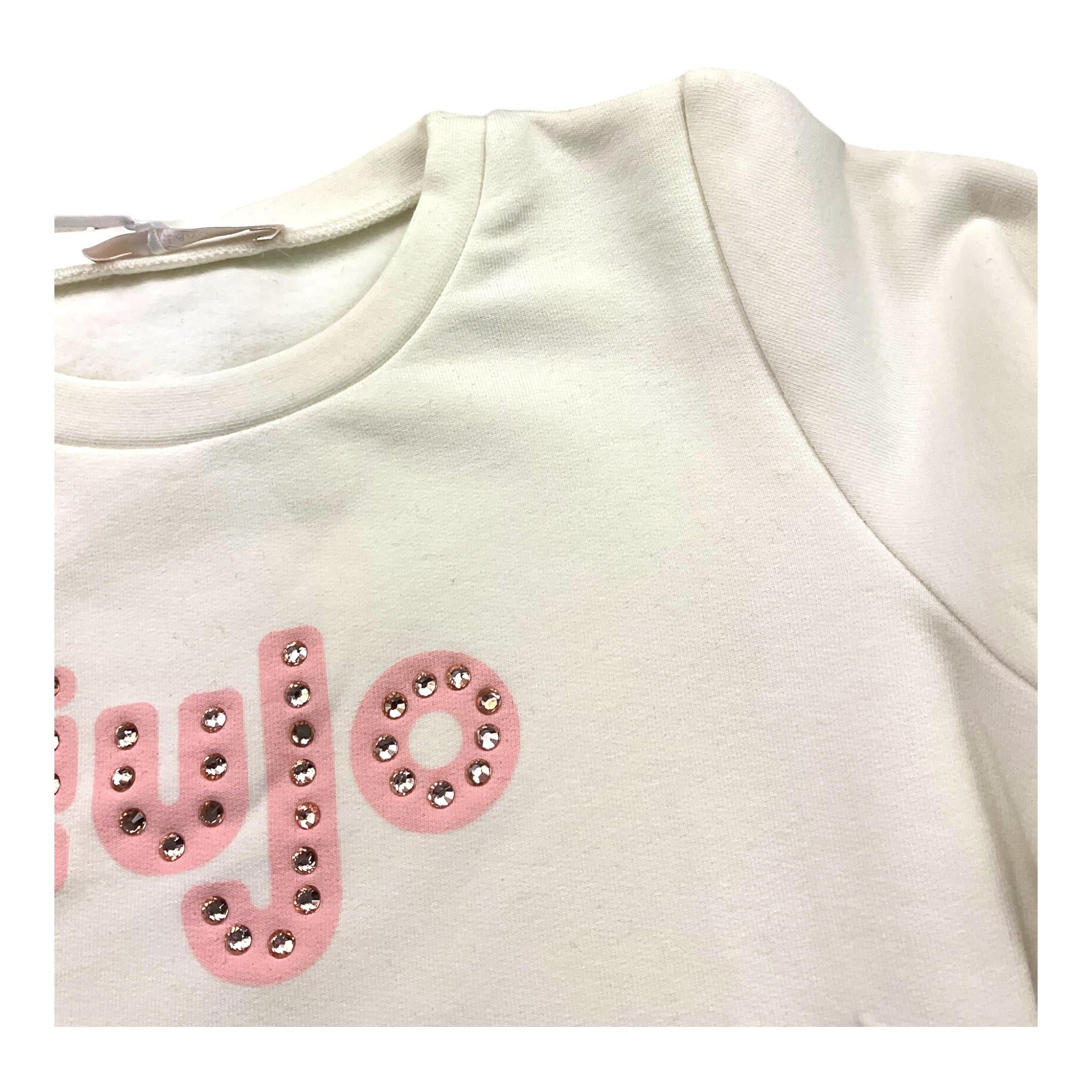 LIU JO felpa chiusa girocollo tinta unita con stampa logo Panna per Neonata KF4060NX PANNA LIU JO