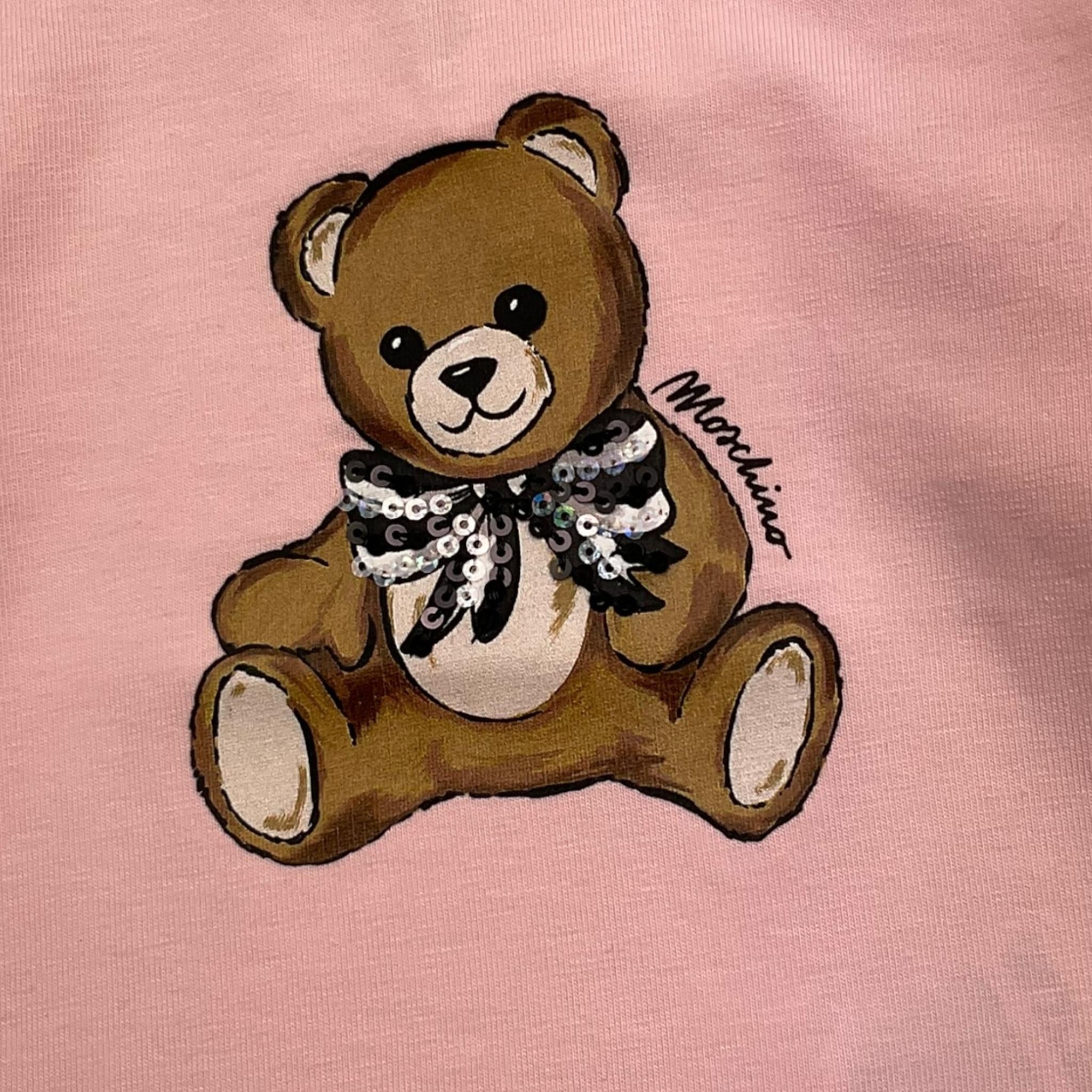 MOSCHINO shirt girocollo tinta unita con stampa Rosa per Neonata MEO001 ROSA MOSCHINO