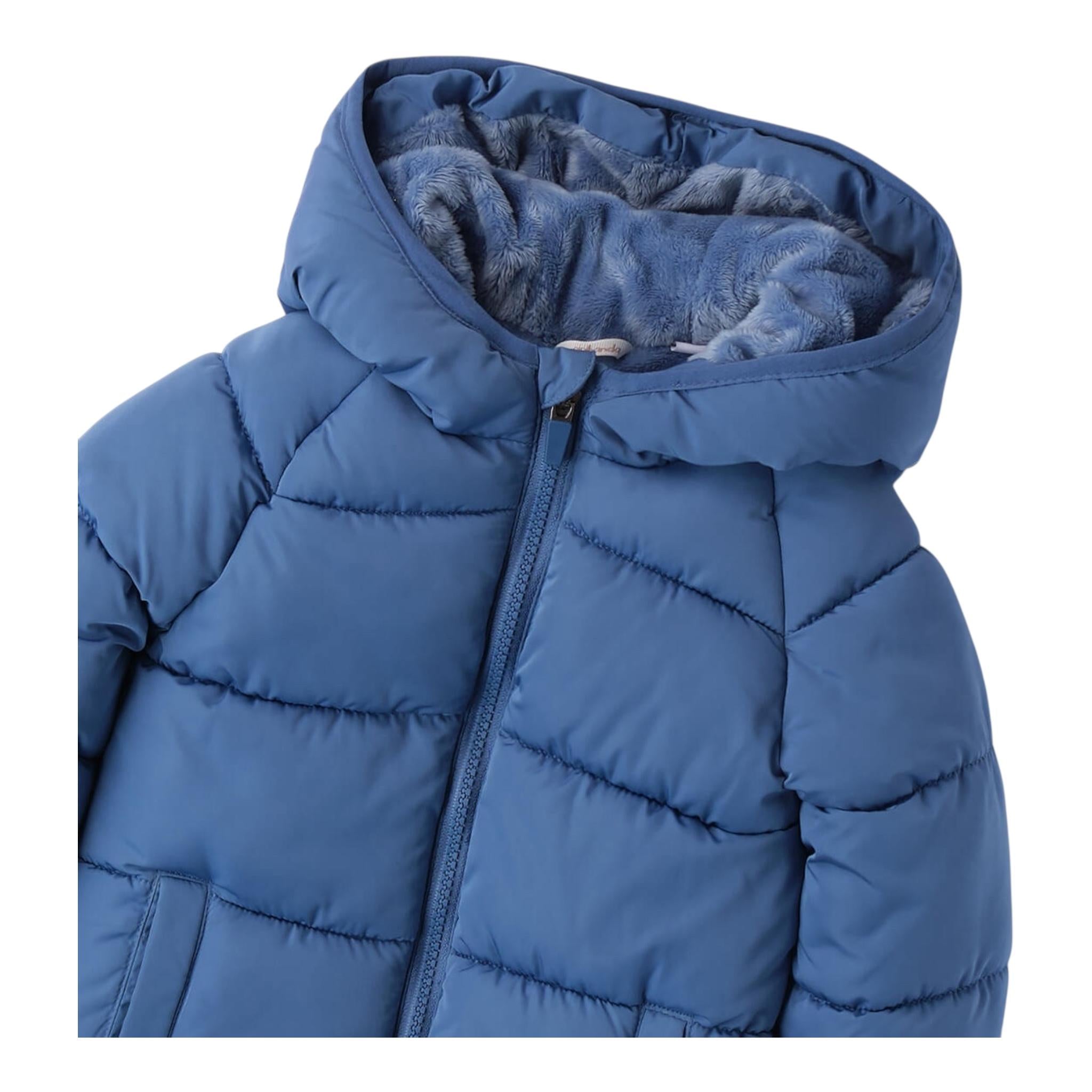 MINI BANDA giubbino tinta unita con zip e cappuccio Blu per Neonato 3A633X BLU MINI BANDA