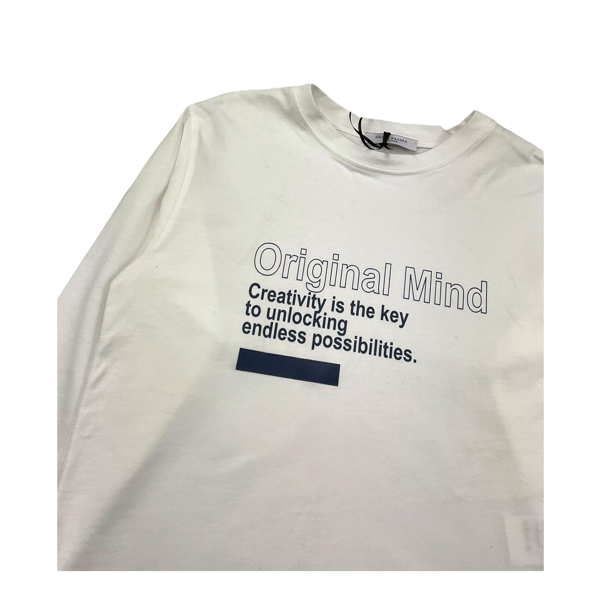 PAOLO PECORA shirt girocollo tinta unita con stampa in contrasto Bianco per Bambino PP4140 BIANCO PAOLO PECORA
