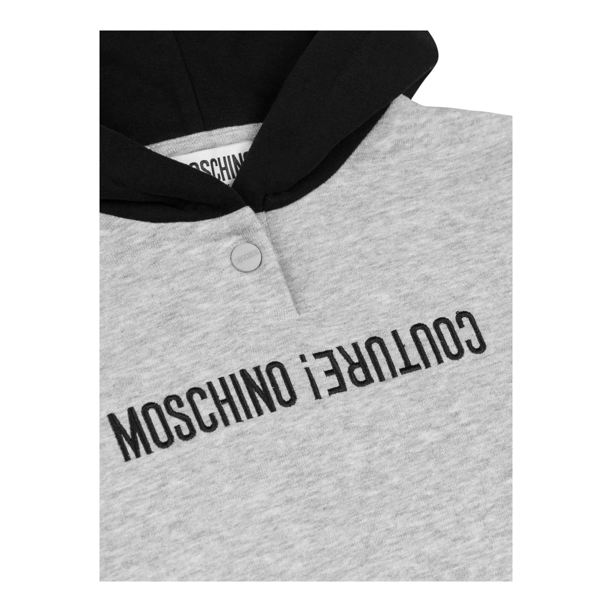 MOSCHINO felpa chiusa con cappuccio e maniche in contrasto Grigio per Neonato MUF05H GRIGIO MOSCHINO