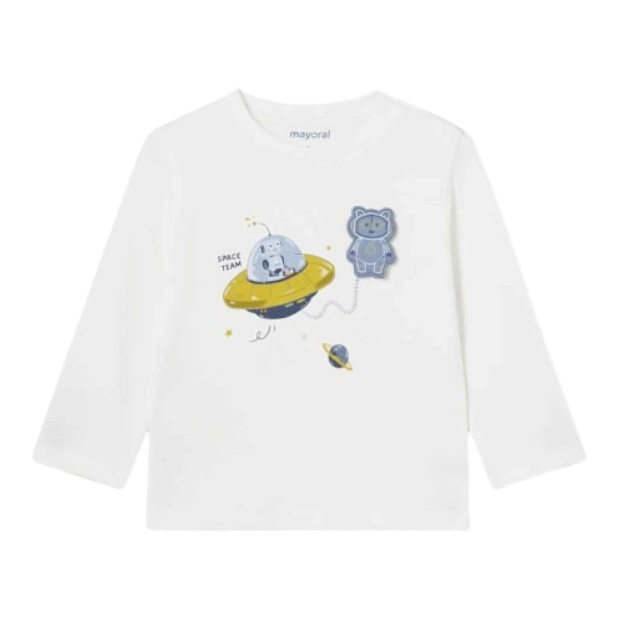 MAYORAL shirt girocollo tinta unita con stampa Bianco per Neonato 2042 BIANCO MAYORAL