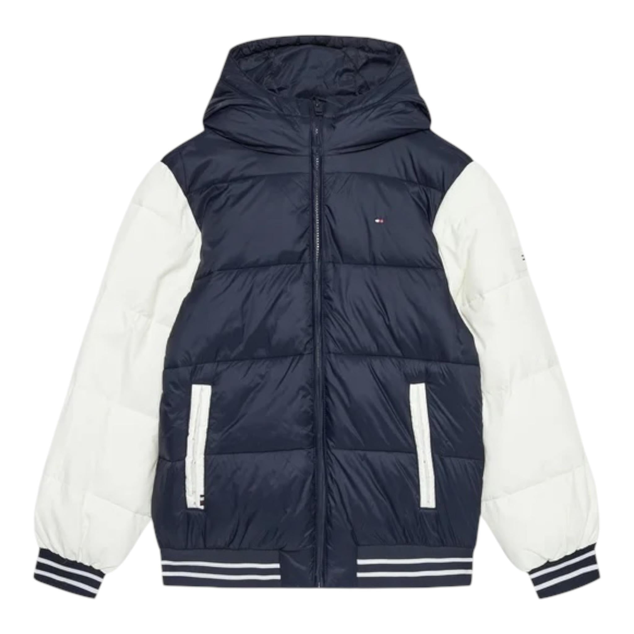 TOMMY HILFIGER giubbino tinta unita con cappuccio e maniche in contrasto Blu per Bambino KB0KB09465XX BLU TOMMY HILFIGER
