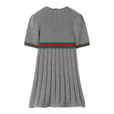 GUCCI abito mezza manica tinta unita con profili in contrasto Grigio per Neonata 790773 GRIGIO GUCCI