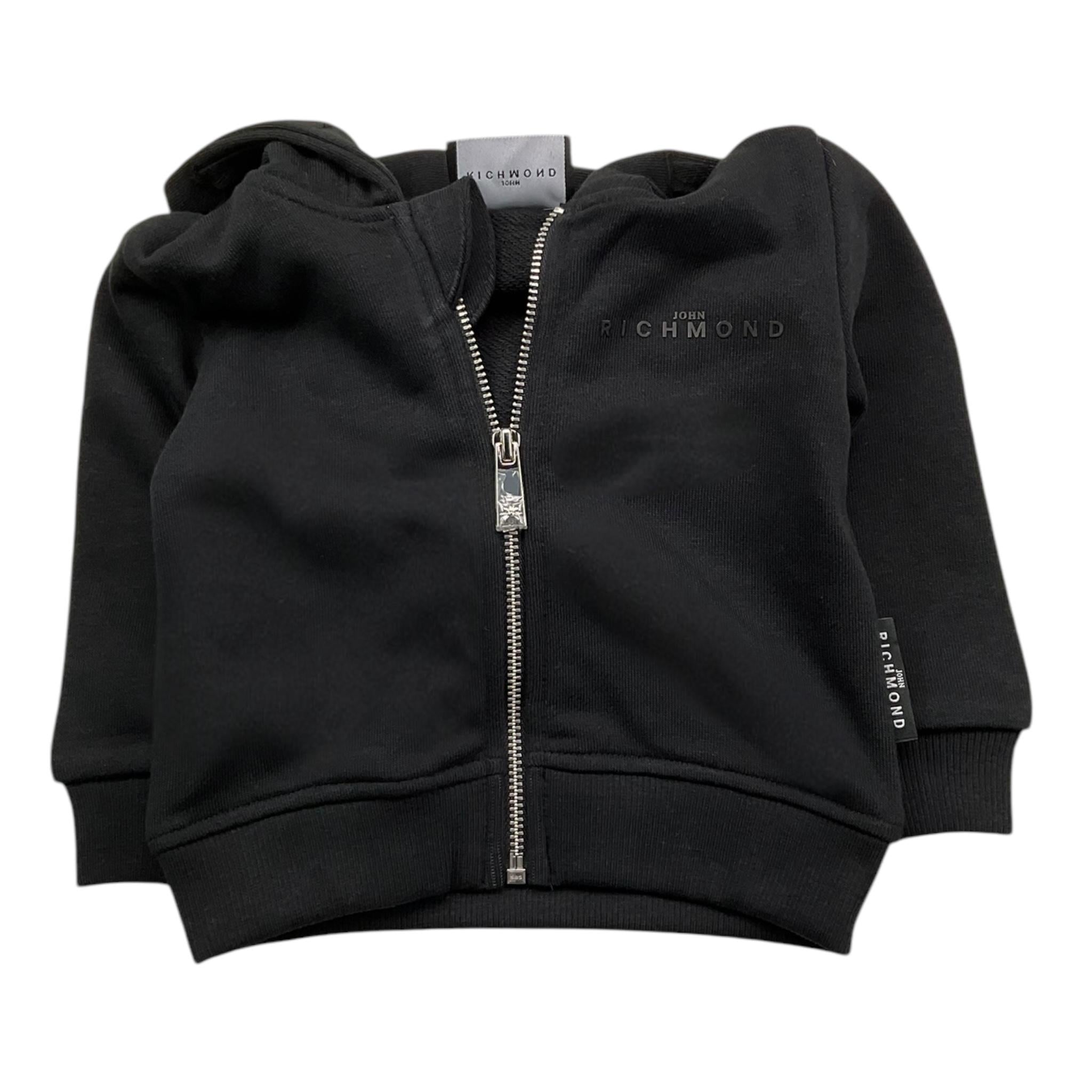 JOHN RICHMOND felpa tinta unita con zip e cappuccio Nero per Neonata RIA25025FE NERO JOHN RICHMOND