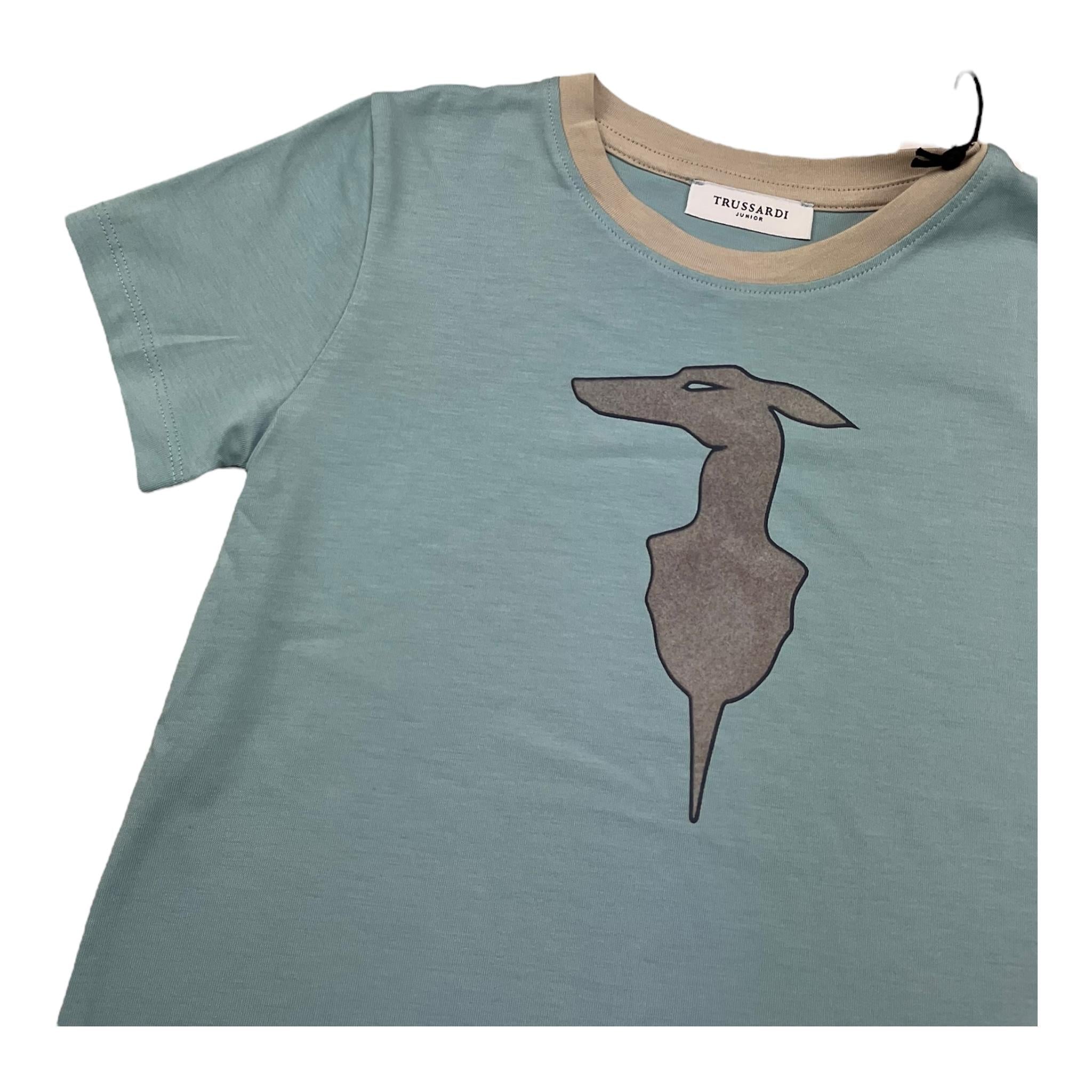 TRUSSARDI t-shirt girocollo tinta unita con stampa Azzurro per Bambino TGA25025 AZZURRO TRUSSARDI