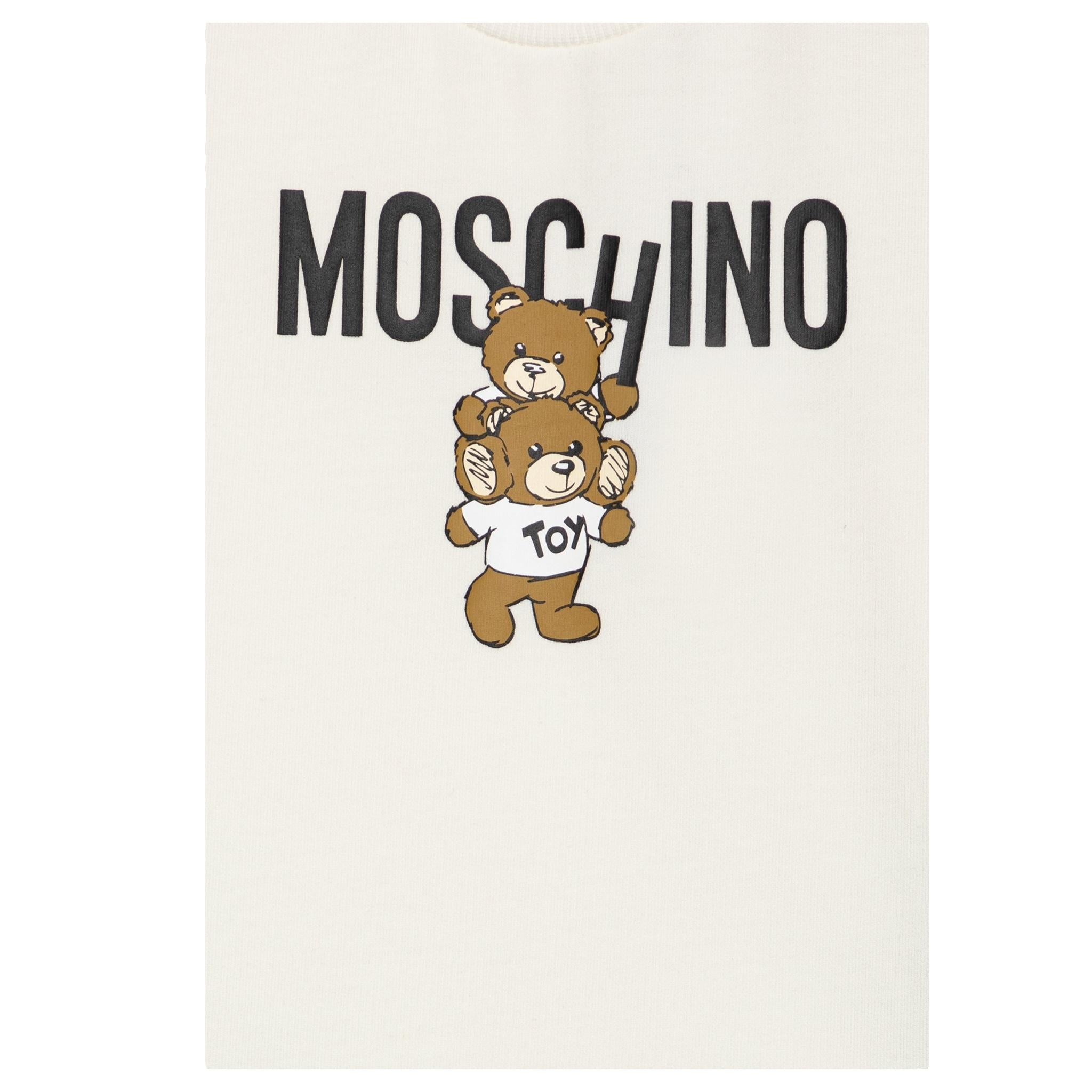 MOSCHINO abito felpa girocollo tinta unita con stampa Panna per Neonata MDV0BNX PANNA MOSCHINO