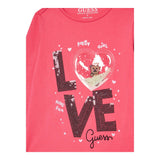GUESS shirt girocollo tinta unita con stampa in contrasto  Rosa per Neonata K4BI11J1314 ROSA GUESS