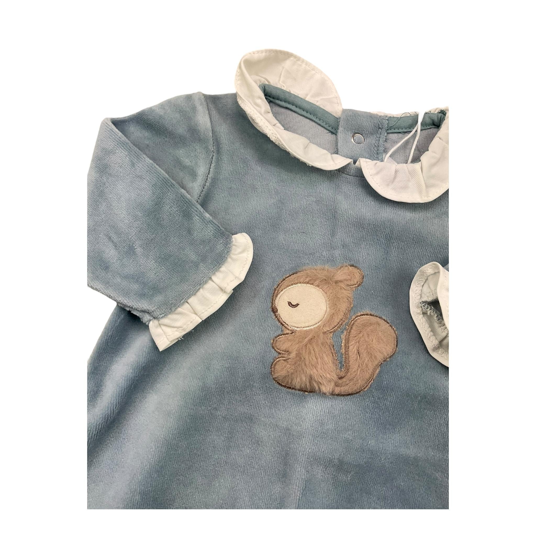 MAYORAL tutina manica lunga tinta unita in ciniglia Azzurro per Neonato 2777 AZZURRO MAYORAL