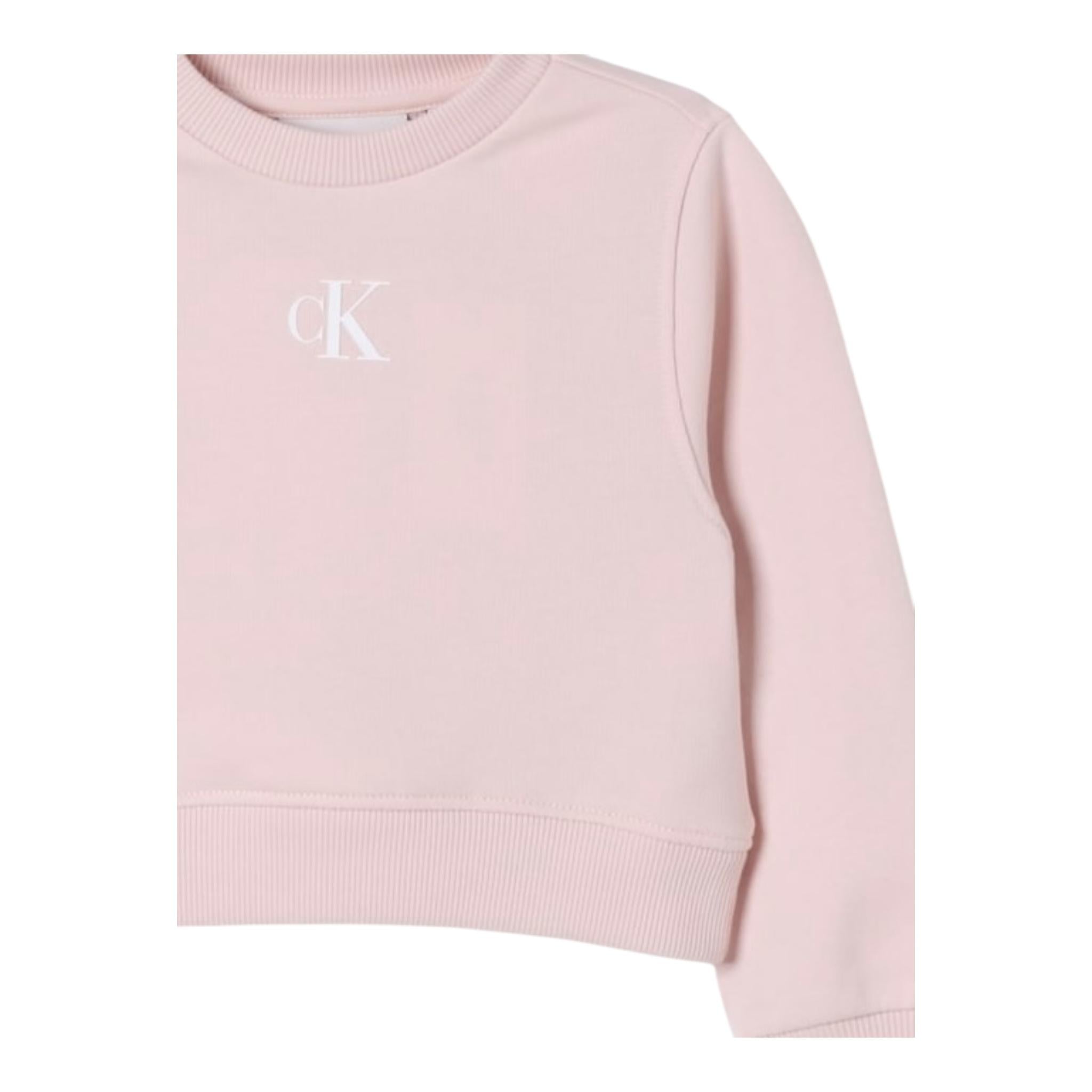 CALVIN KLEIN felpa girocollo tinta unita con logo Rosa per Bambina IG0IG02639 ROSA CALVIN KLEIN