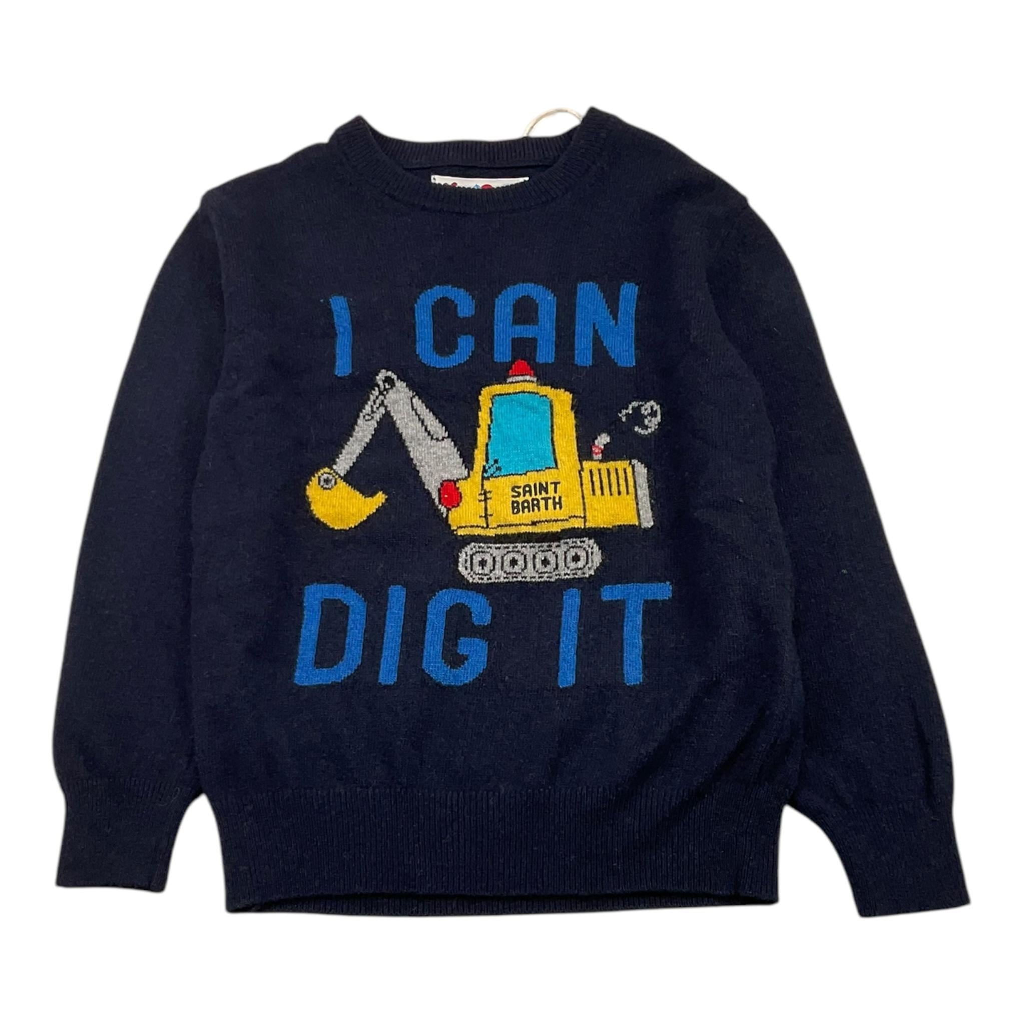 SAINT BARTH maglia tinta unita girocollo con stampa Blu per Bambino DIGIT BLU SAINT BARTH