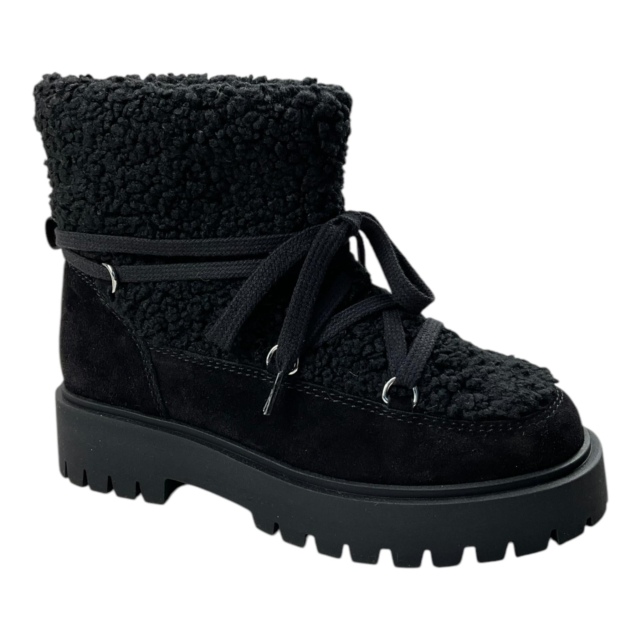 IL GUFO stivali tinta unita in teddy e lacci Nero per Bambina A24XG835NABUK NERO IL GUFO