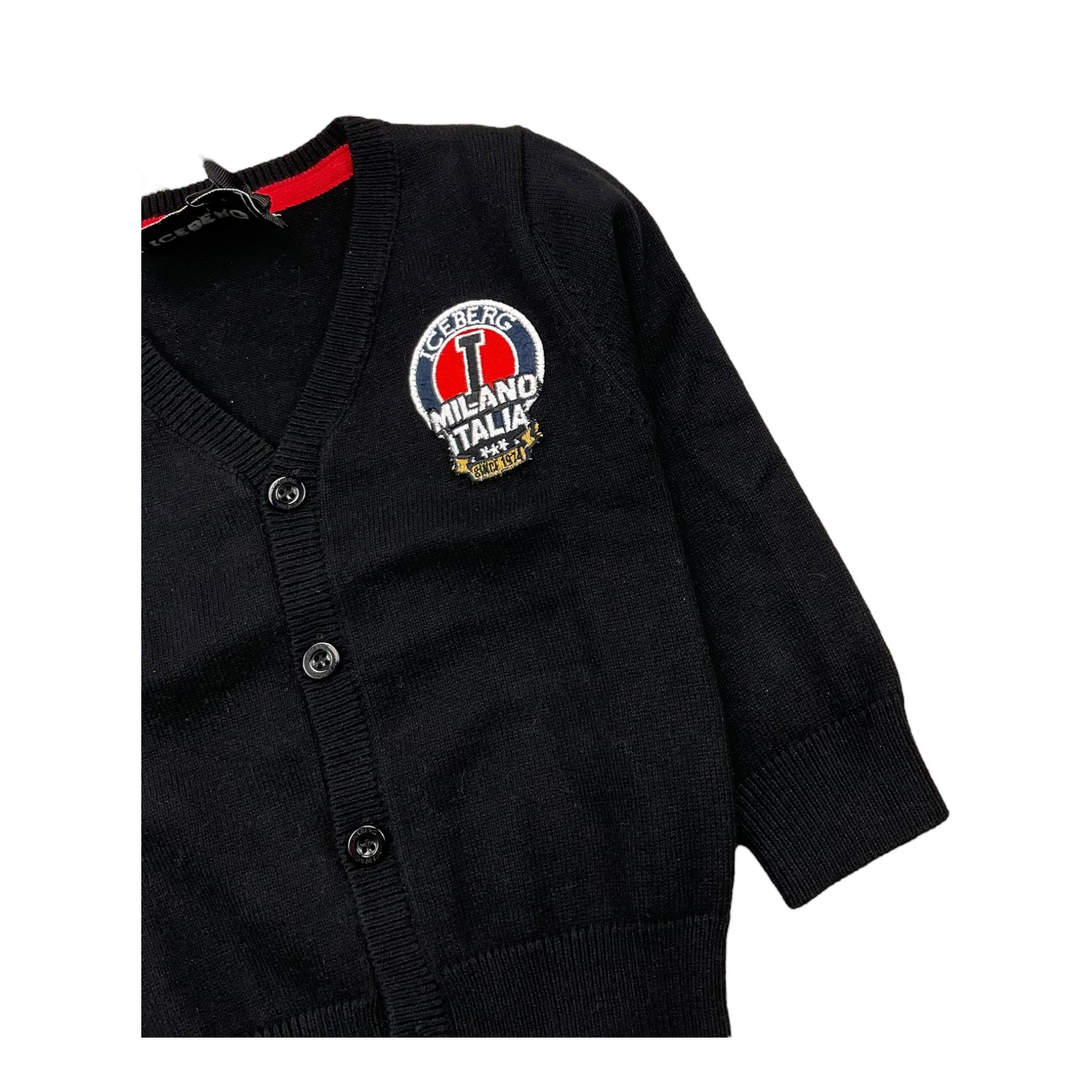 ICEBERG cardigan scollo a v tinta unita cn applicazioni Nero per Neonato MGICE5313B NERO ICEBERG