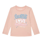 GUESS shirt girocollo tinta unita con stampa in contrasto Rosa per Neonata A4BI03J1314X ROSA GUESS