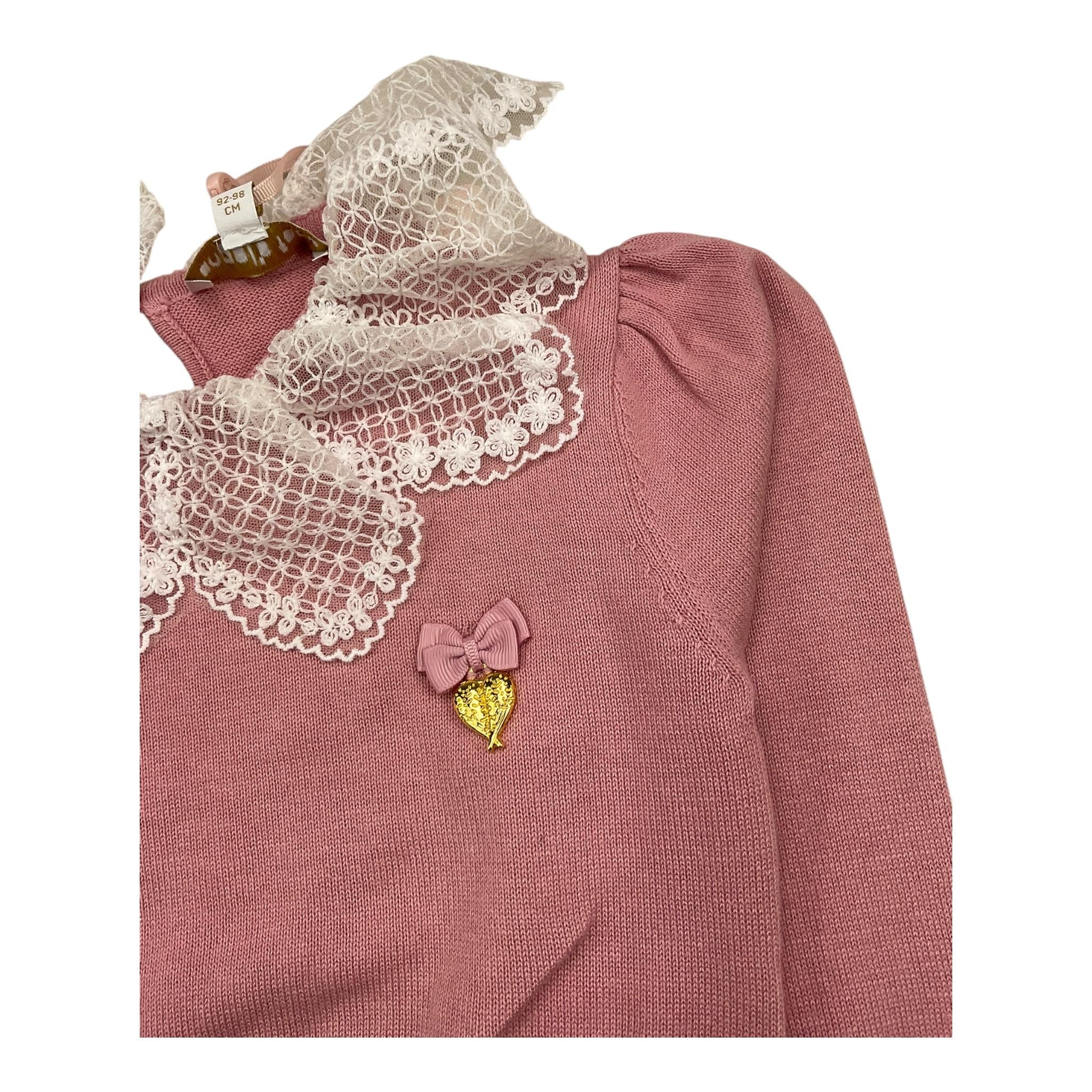 ANGEL'S FACE maglia tinta unita cn colletto ricamato Rosa per Bambina MEG ROSA ANGEL'S FACE