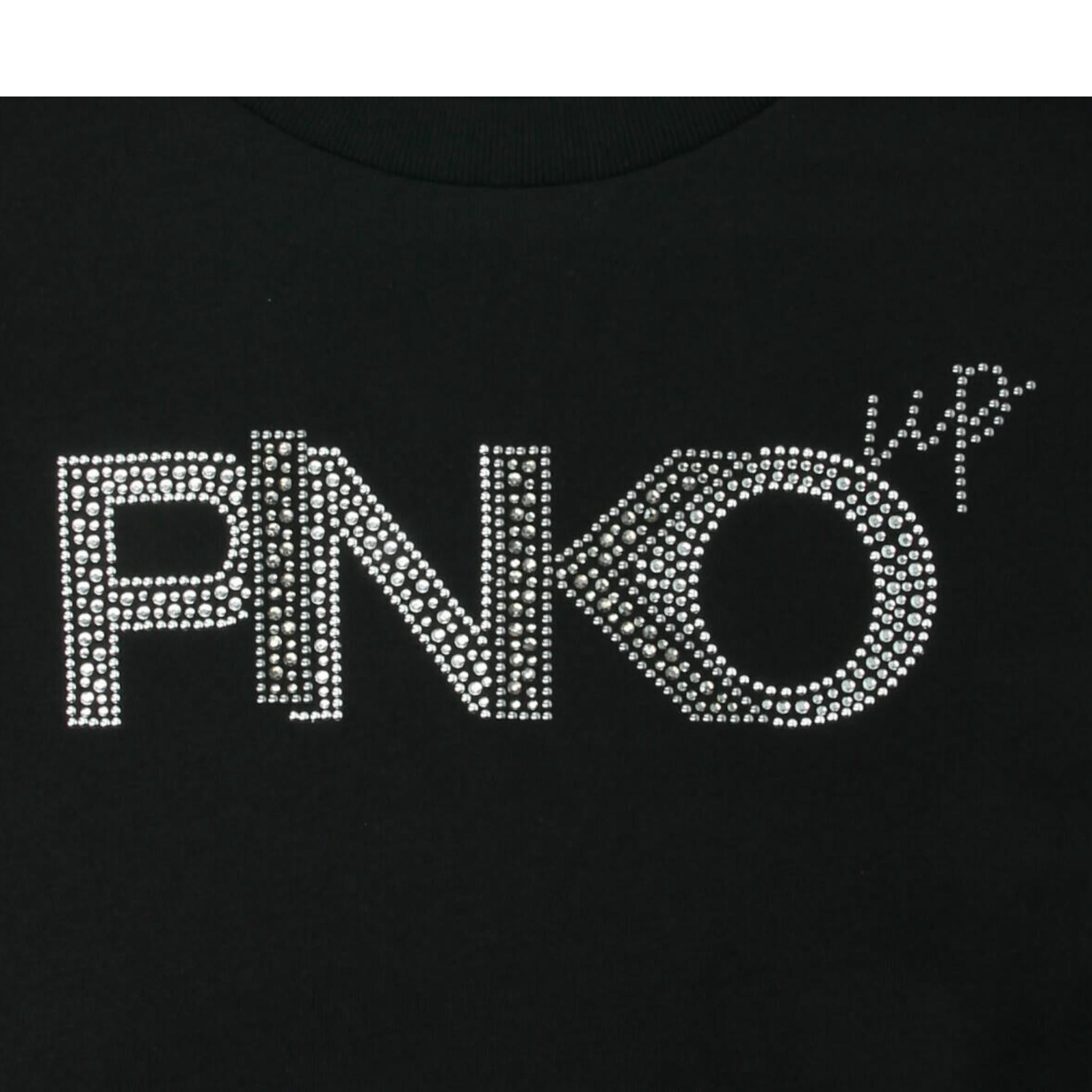 PINKO t-shirt girocollo tinta unita con brillantini Nero per Bambina F3PIJGTH234 NERO PINKO