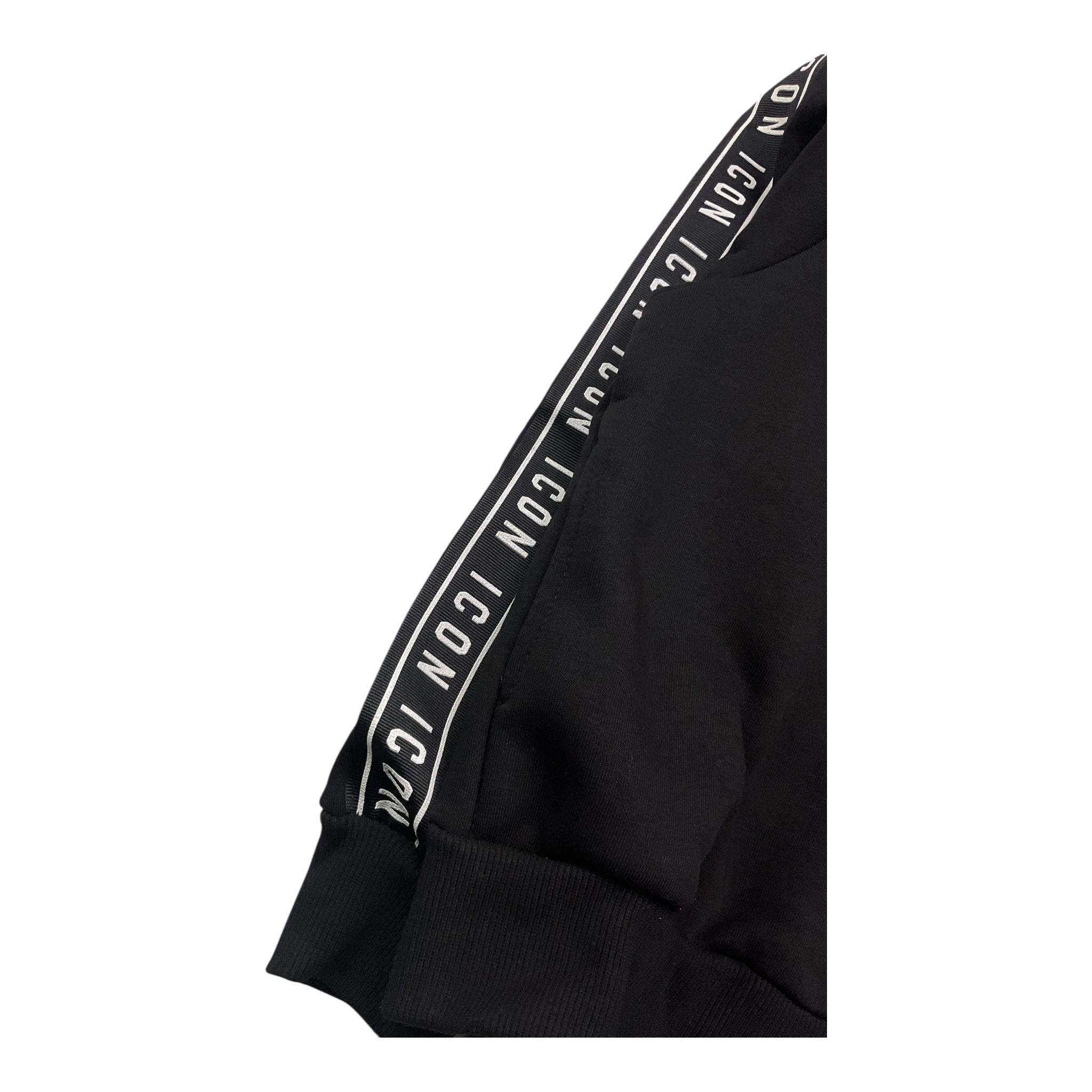 ICON felpa con zip e cappuccio tinta unita con logo Nero per Bambino IBSW324 NERO ICON