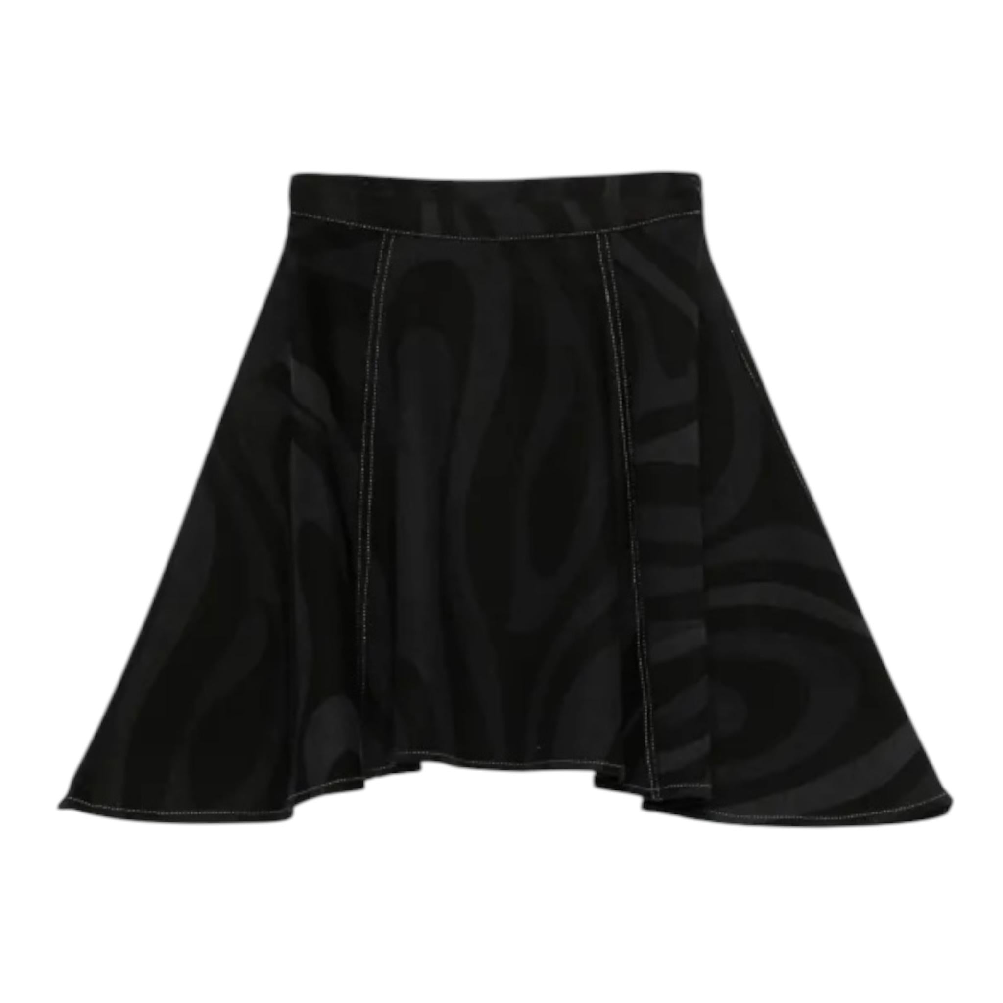 EMILIO PUCCI gonna in denim tinta unita Nero per Bambina PV7A34 NERO EMILIO PUCCI