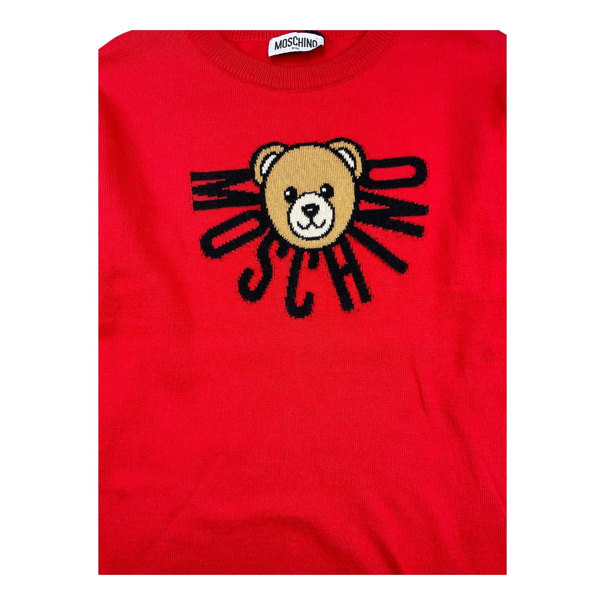 MOSCHINO abito in maglia girocollo tinta unita con stampa Rosso per Bambina HDV0GZ ROSSO MOSCHINO