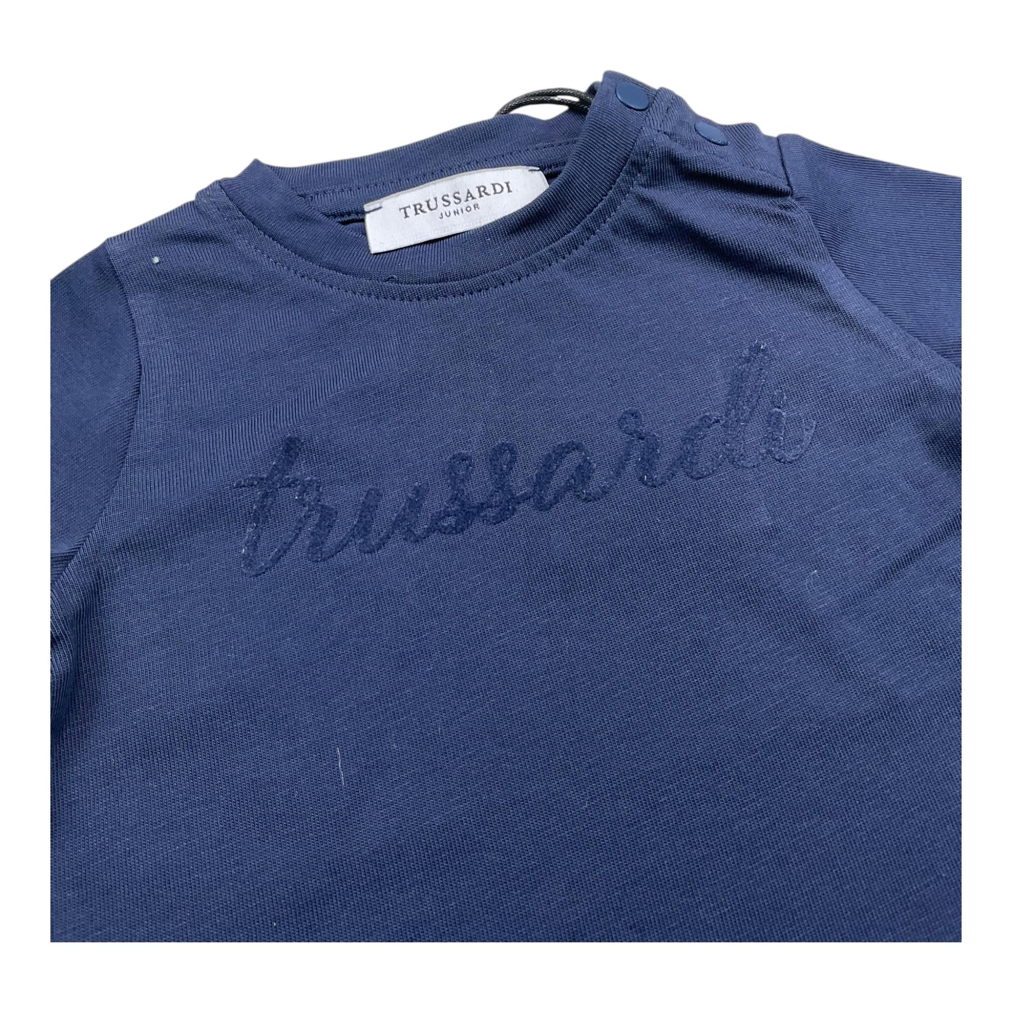 TRUSSARDI t-shirt girocollo tinta unita con stampa Blu per Neonata TIA25005TS BLU TRUSSARDI