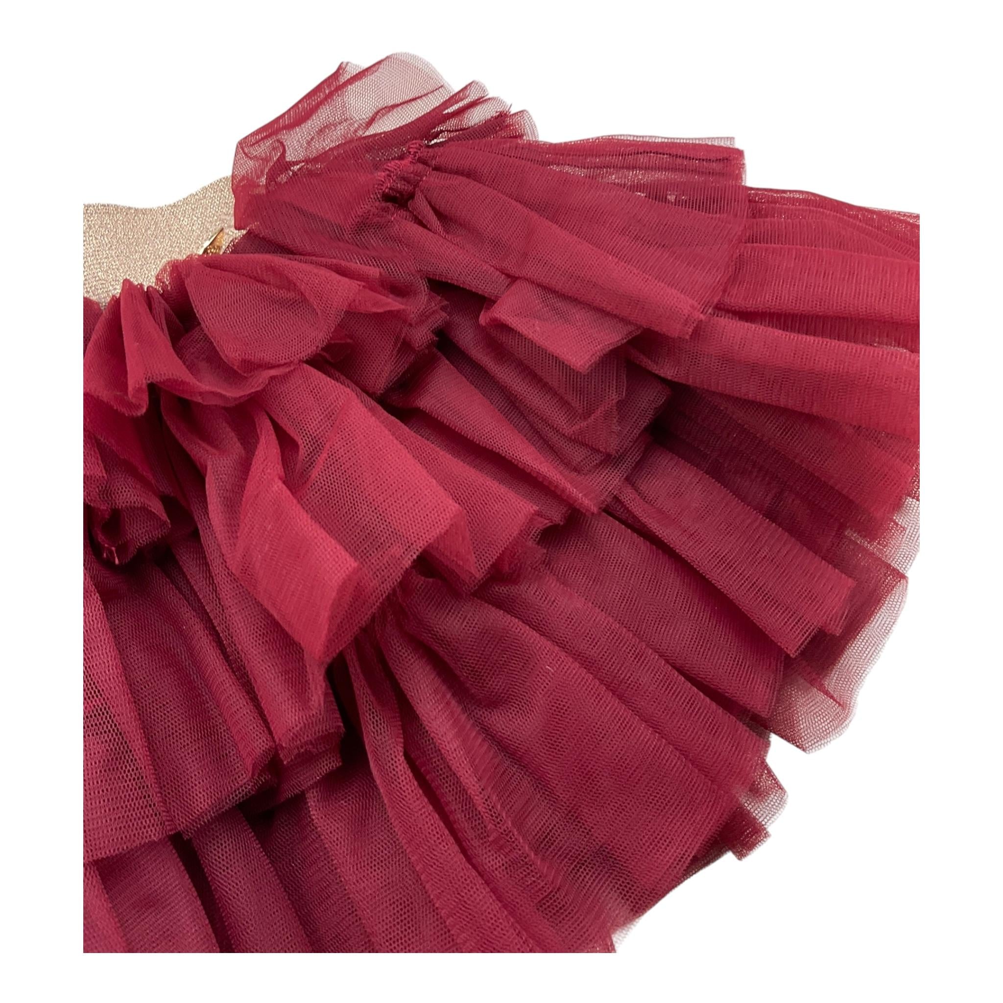 LE BEBE' gonna tinta unita in tulle Bordeaux per Neonata LBG6078 BORDEAUX LE BEBE'