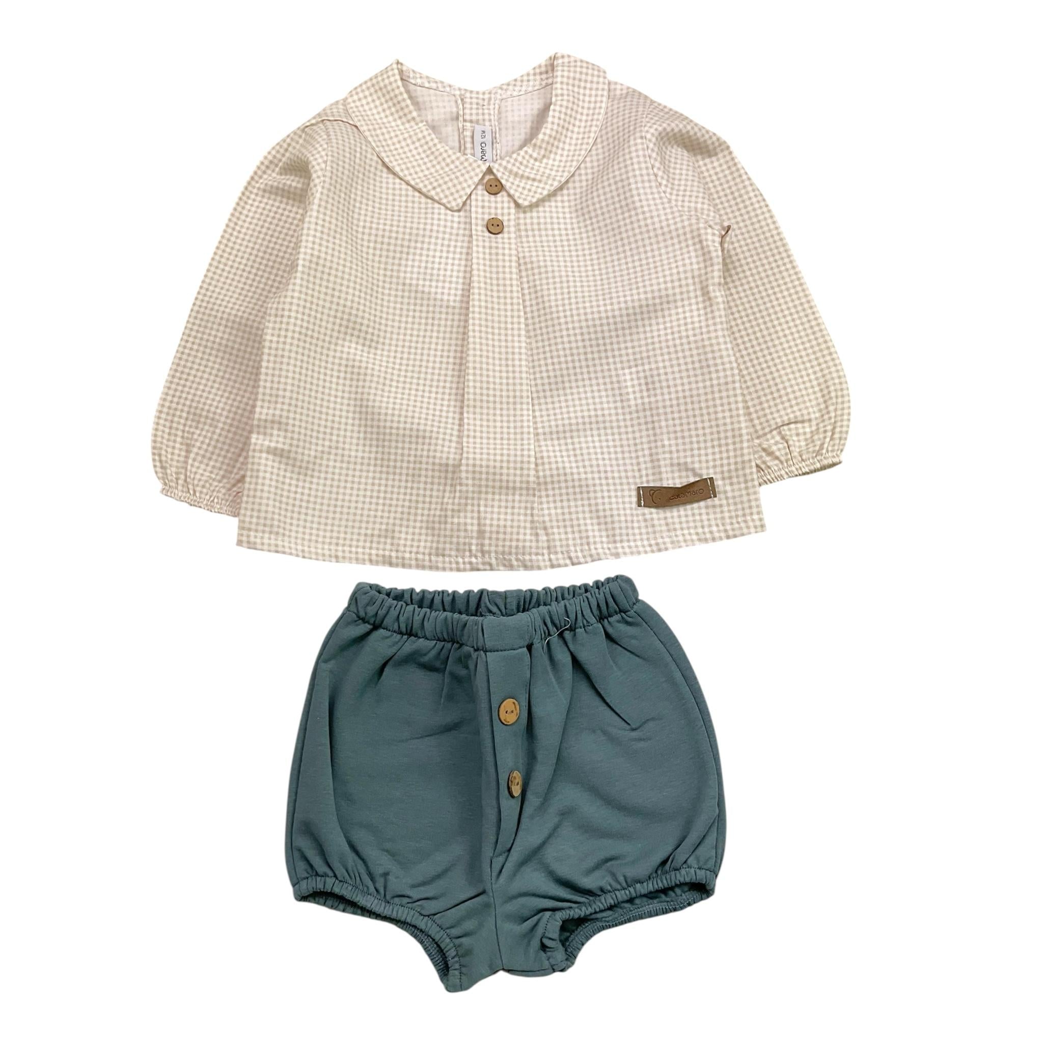 CALAMARO completo 2pz shirt-coulotte bicolore Beige per Neonato 11062X BEIGE CALAMARO