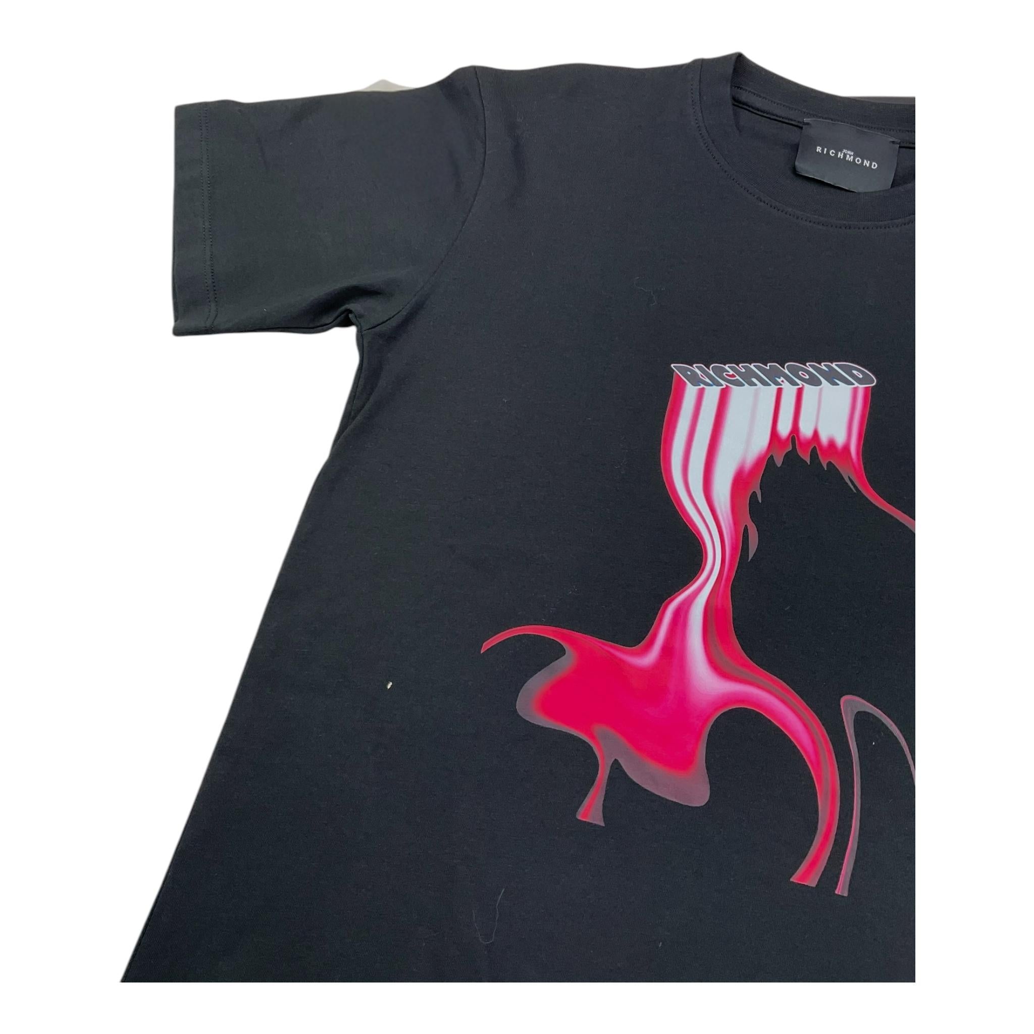 JOHN RICHMOND t-shirt girocollo tinta unita con stampa in contrasto Nero per Bambina RGA25197TS NERO JOHN RICHMOND