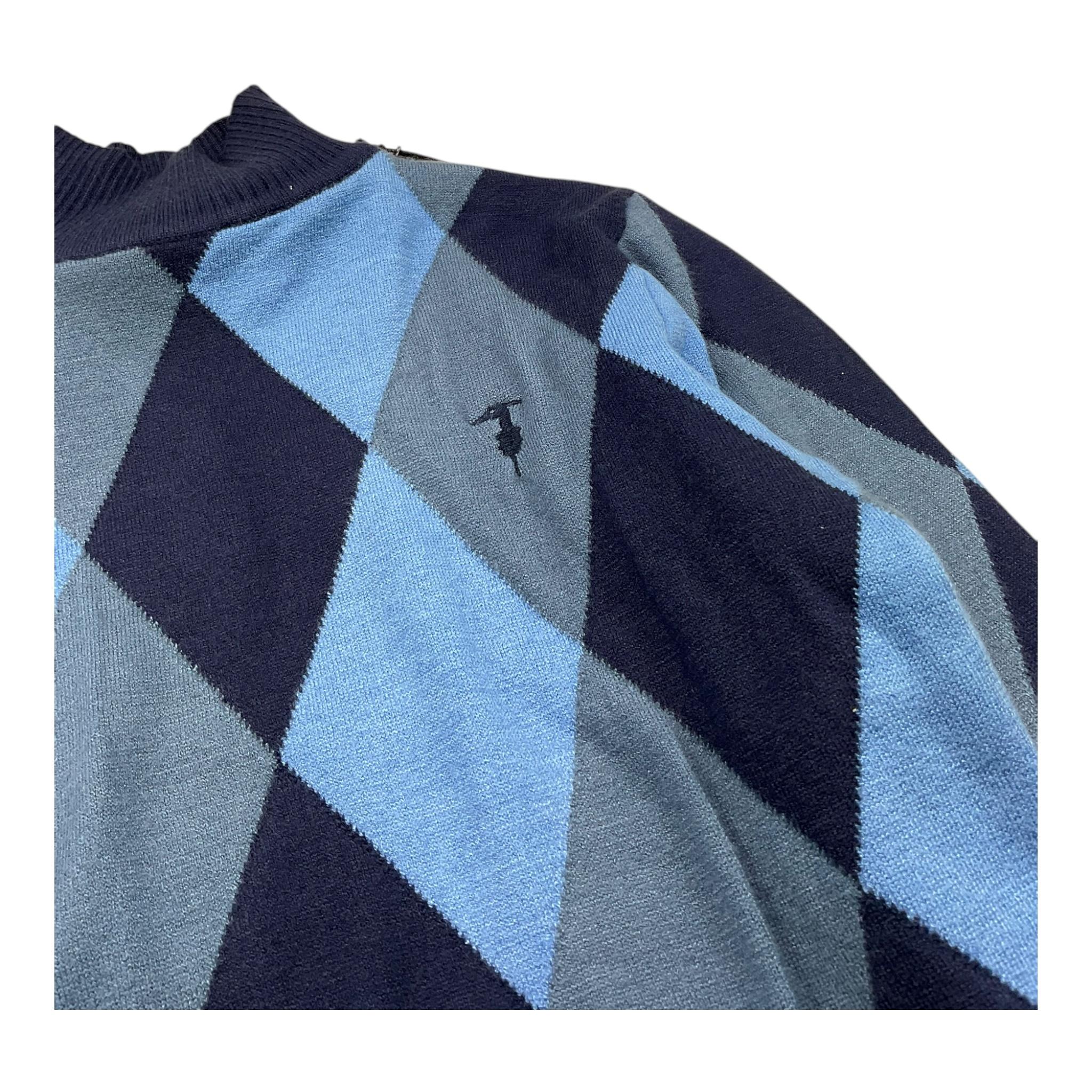 TRUSSARDI maglia tinta unita con fantasia rombi Azzurro per Bambino TBA25130LU AZZURRO TRUSSARDI
