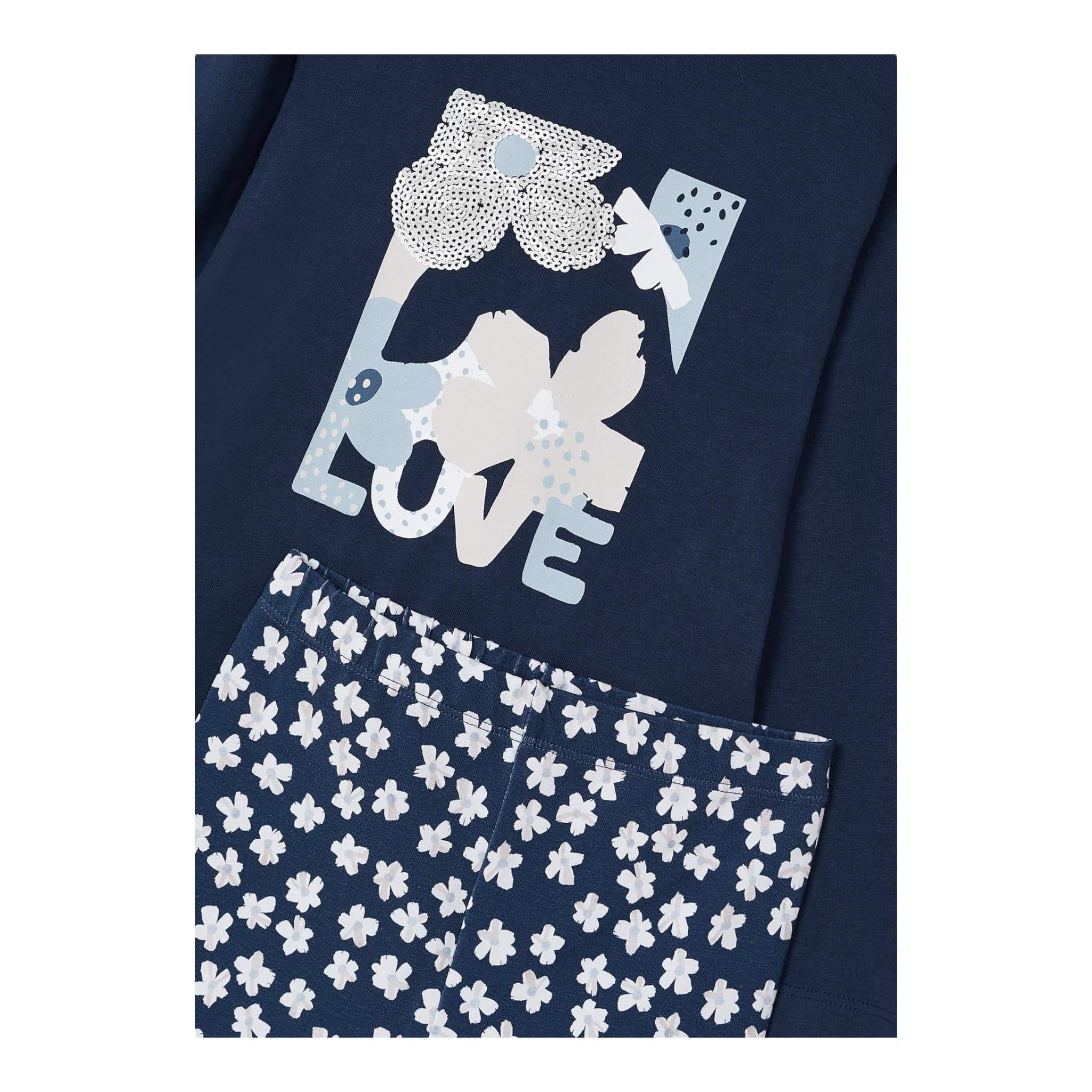 MAYORAL completo 2 pezzi shirt-leggins fantasia floreale Blu per Bambina 4713 BLU MAYORAL