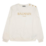 BALMAIN felpa girocollo tinta unita con stampa Panna per Bambina BV4B10 PANNA BALMAIN