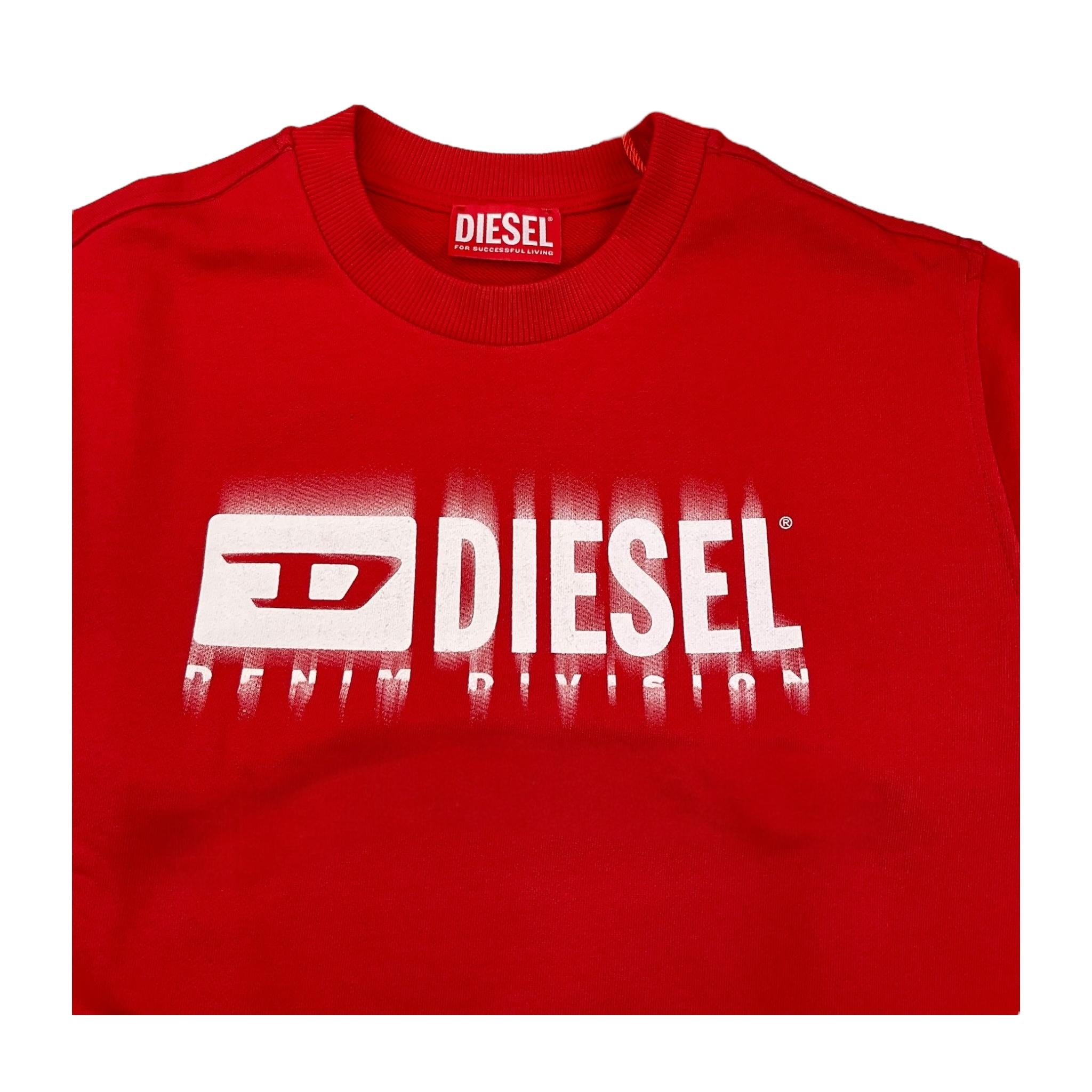 DIESEL felpa chiusa girocollo tinta unita con logo Rosso per Bambino J02040 ROSSO DIESEL