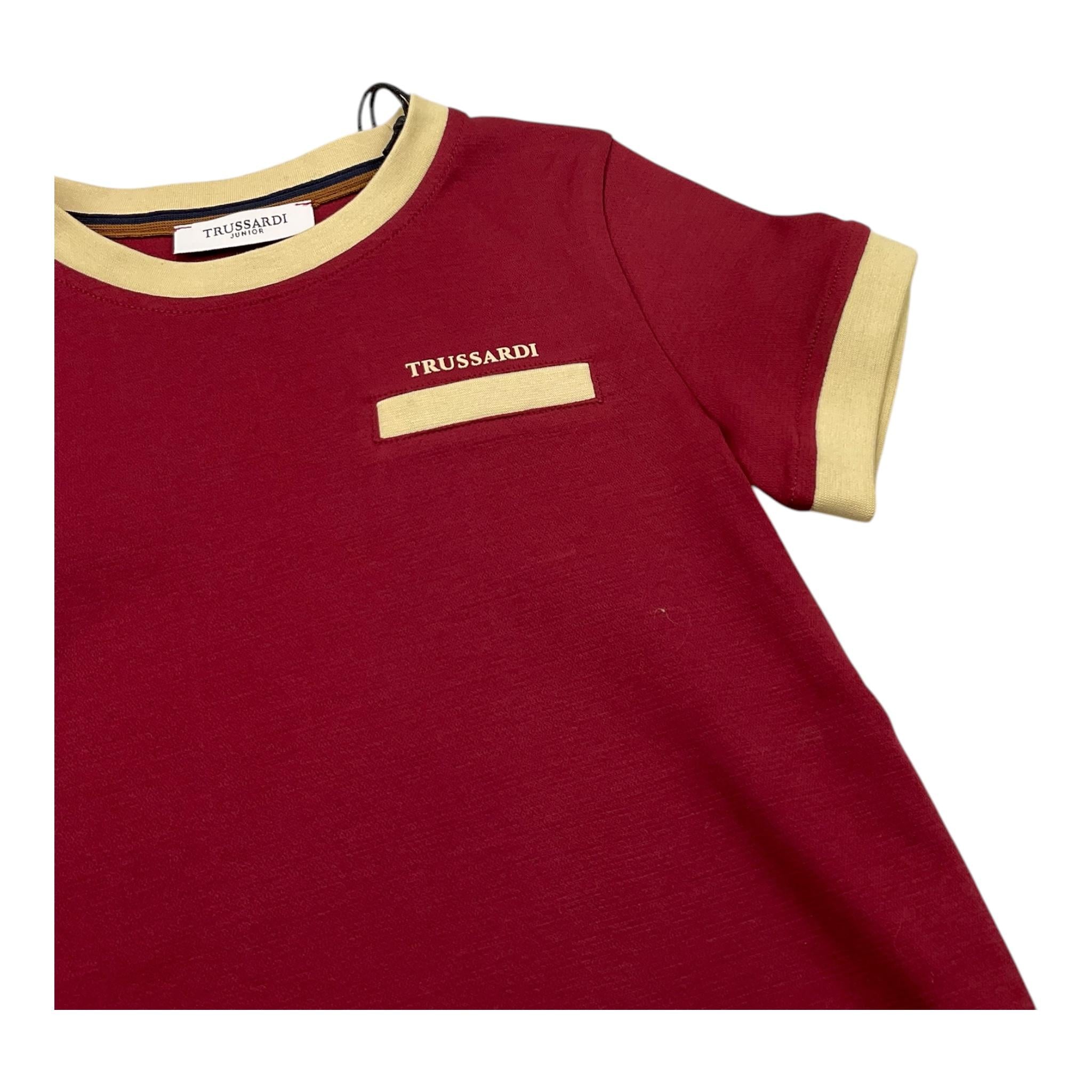 TRUSSARDI t-shirt girocollo tinta unita con stampa in contrasto Bordeaux per Bambino TBA25021TS BORDEAUX TRUSSARDI