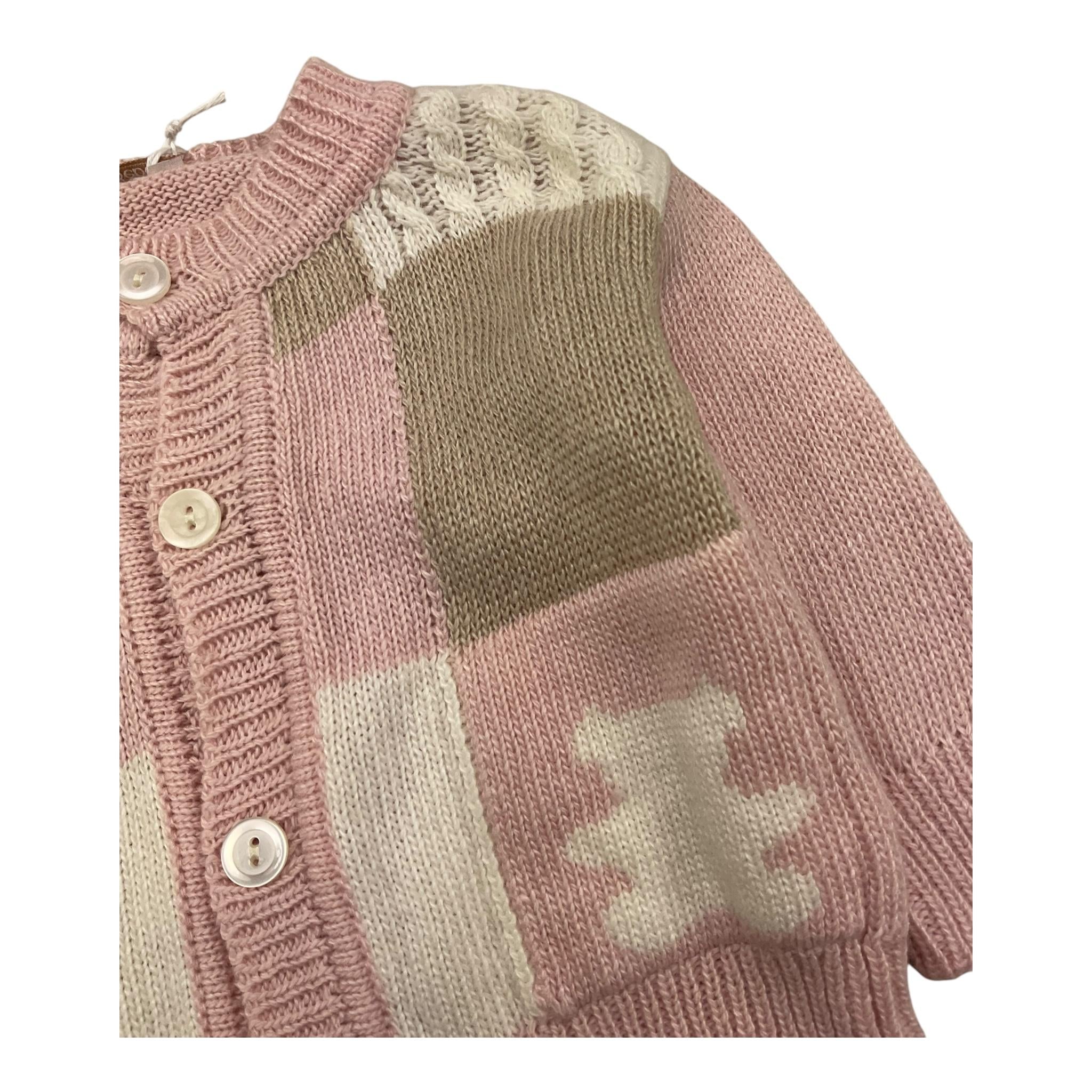 LE BEBE' cardigan tinta unita con stampa Rosa per Neonata LBG5937 ROSA LE BEBE'