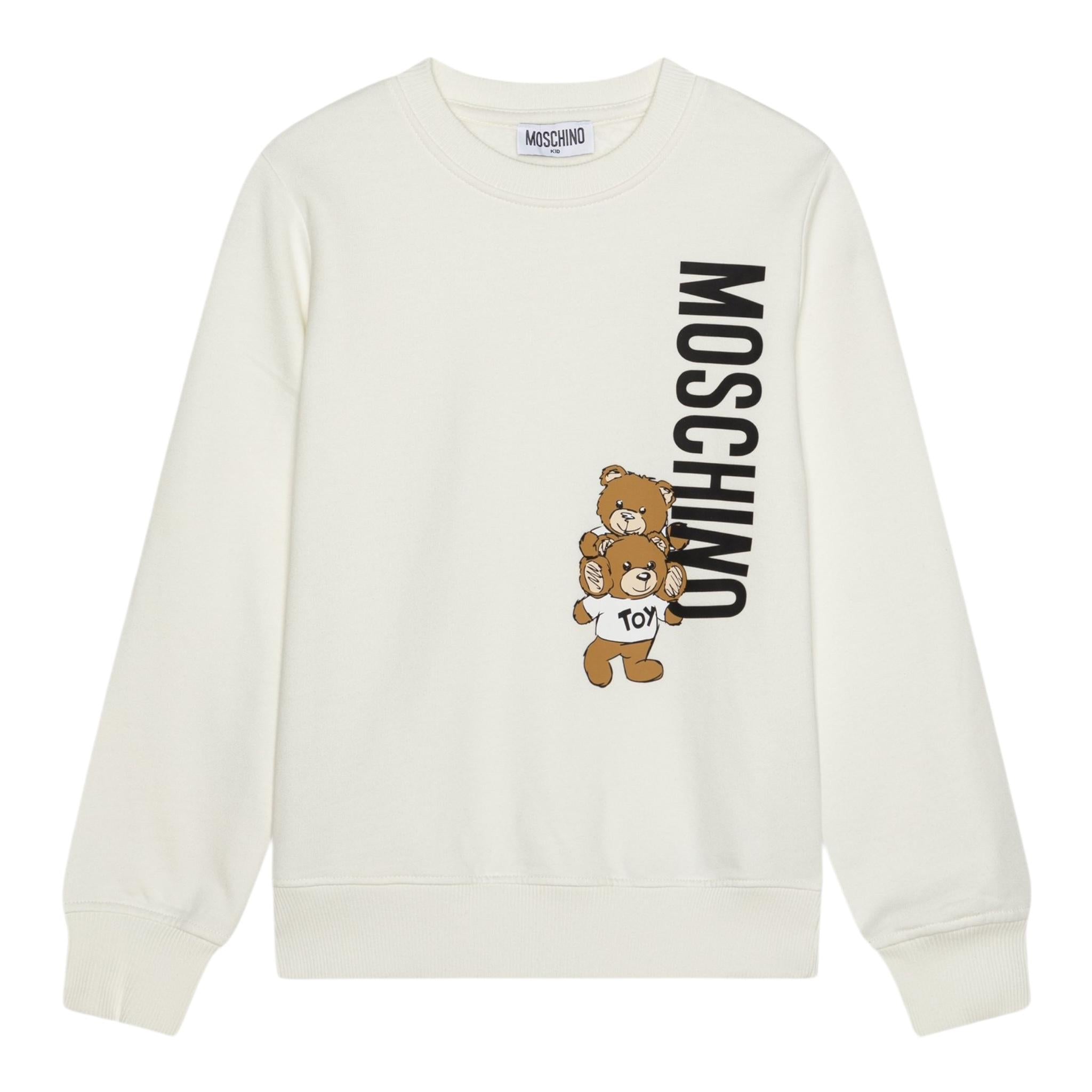 MOSCHINO felpa tinta unita gircollo con stampa Bianco per Bambino H8F05R BIANCO MOSCHINO