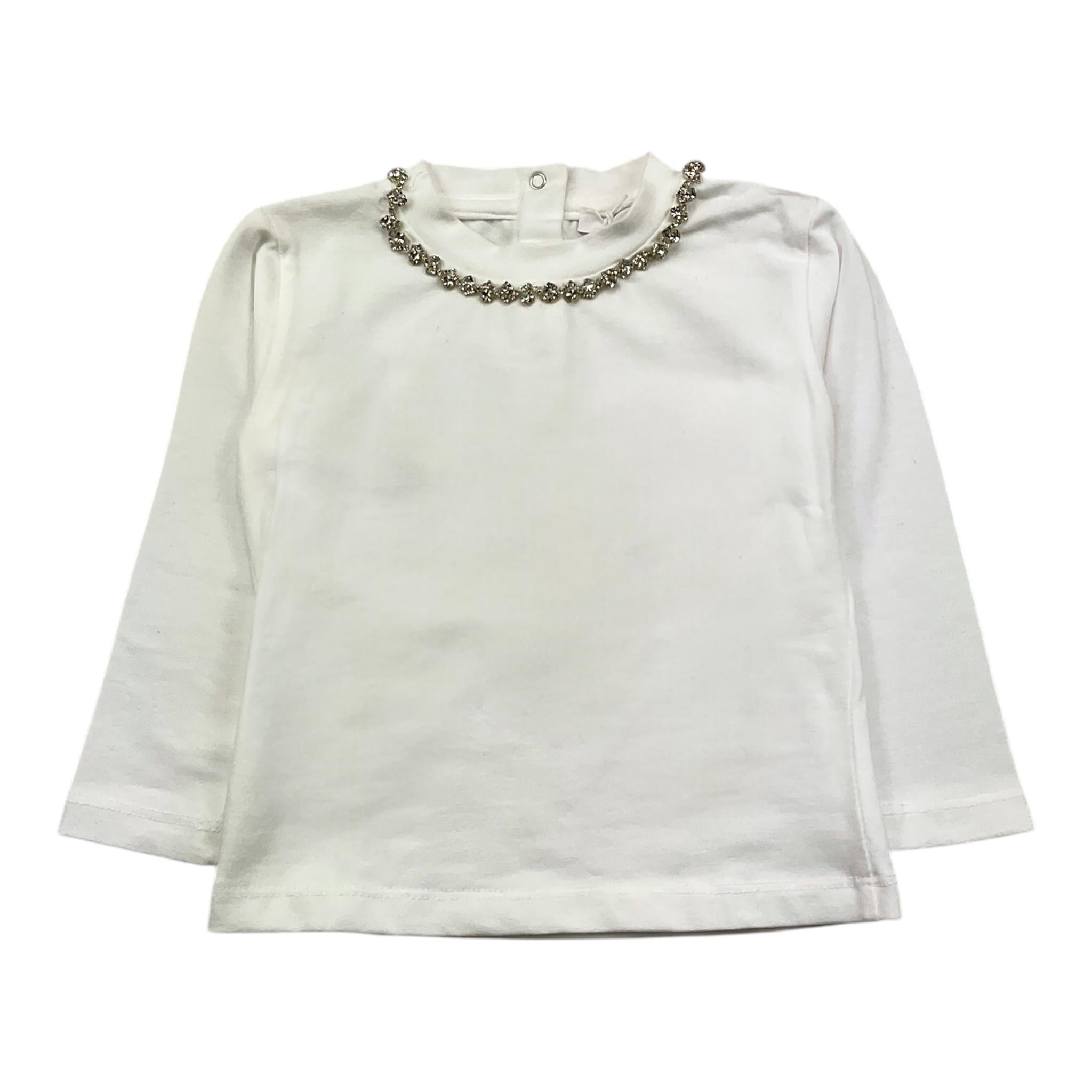 U+è BY MISS GRANT shirt tinta unita girocollo cn strass Bianco per Neonata UE1569N BIANCO U+è BY MISS GRANT