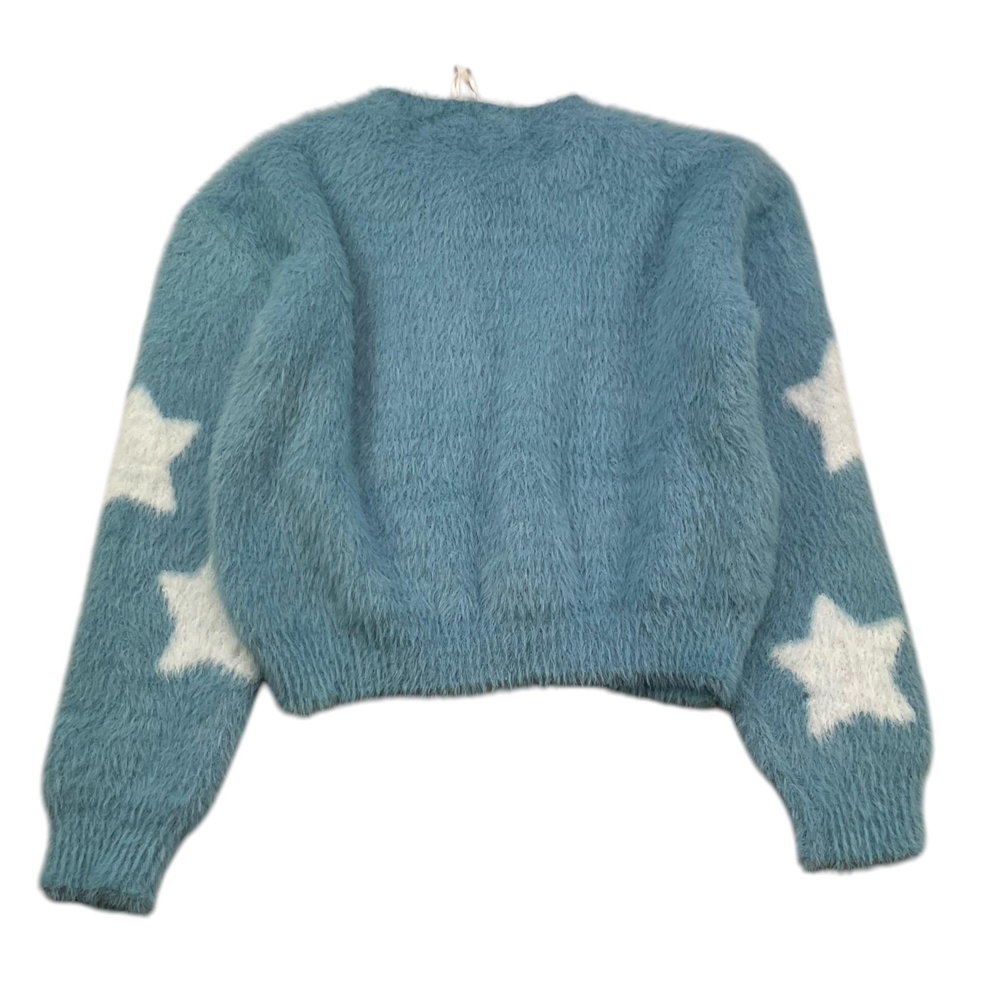 LU LU BY MISS GRANT maglia tinta unita con stampa stelle Azzurro per Bambina LL3153X AZZURRO LU LU BY MISS GRANT