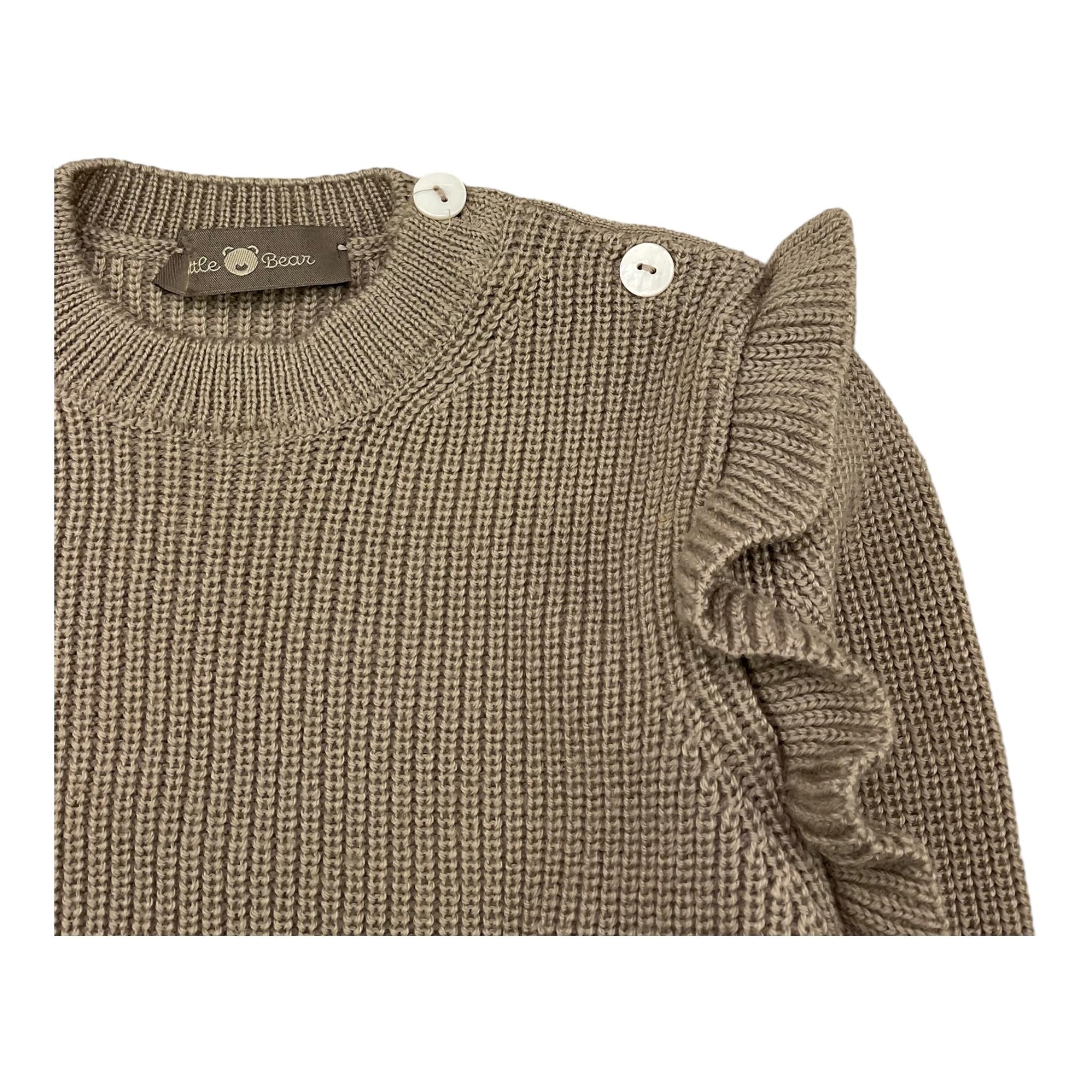 LITTLE BEAR maglia girocollo tinta unita cn rouches Fango per Neonata 5141N FANGO LITTLE BEAR