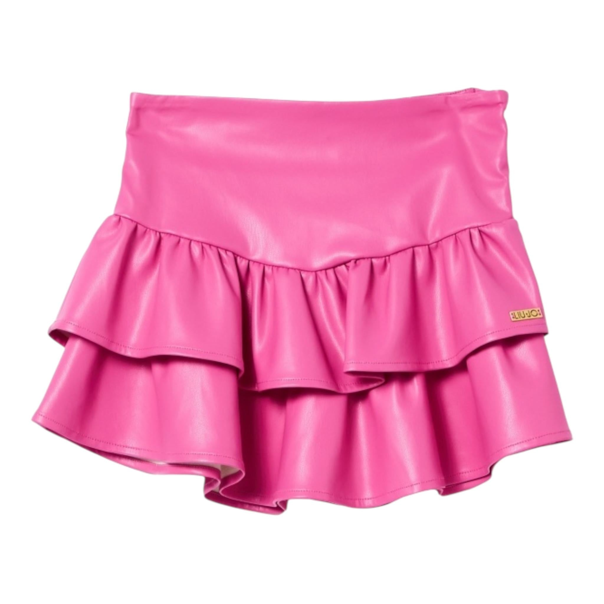 LIU JO gonna tinta unita in ecopelle Rosa per Bambina KF4013 ROSA LIU JO