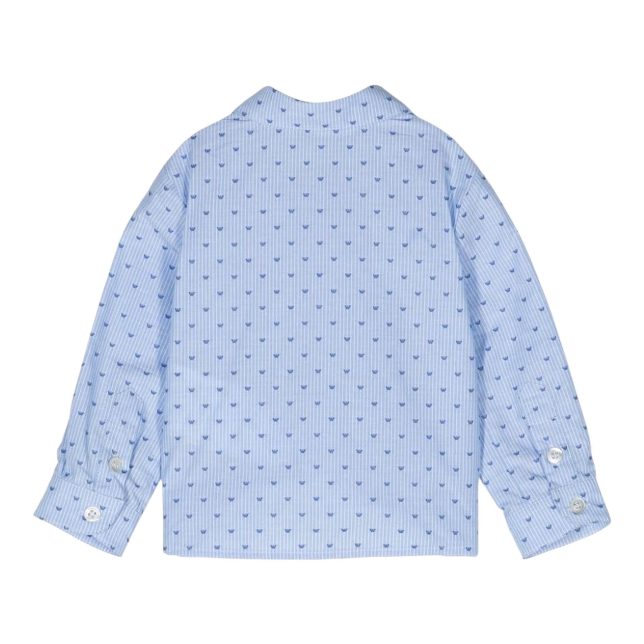EMPORIO ARMANI camicia manica lunga tinta unita con stampe loghi Azzurro per Bambino 3D4C09 AZZURRO EMPORIO ARMANI