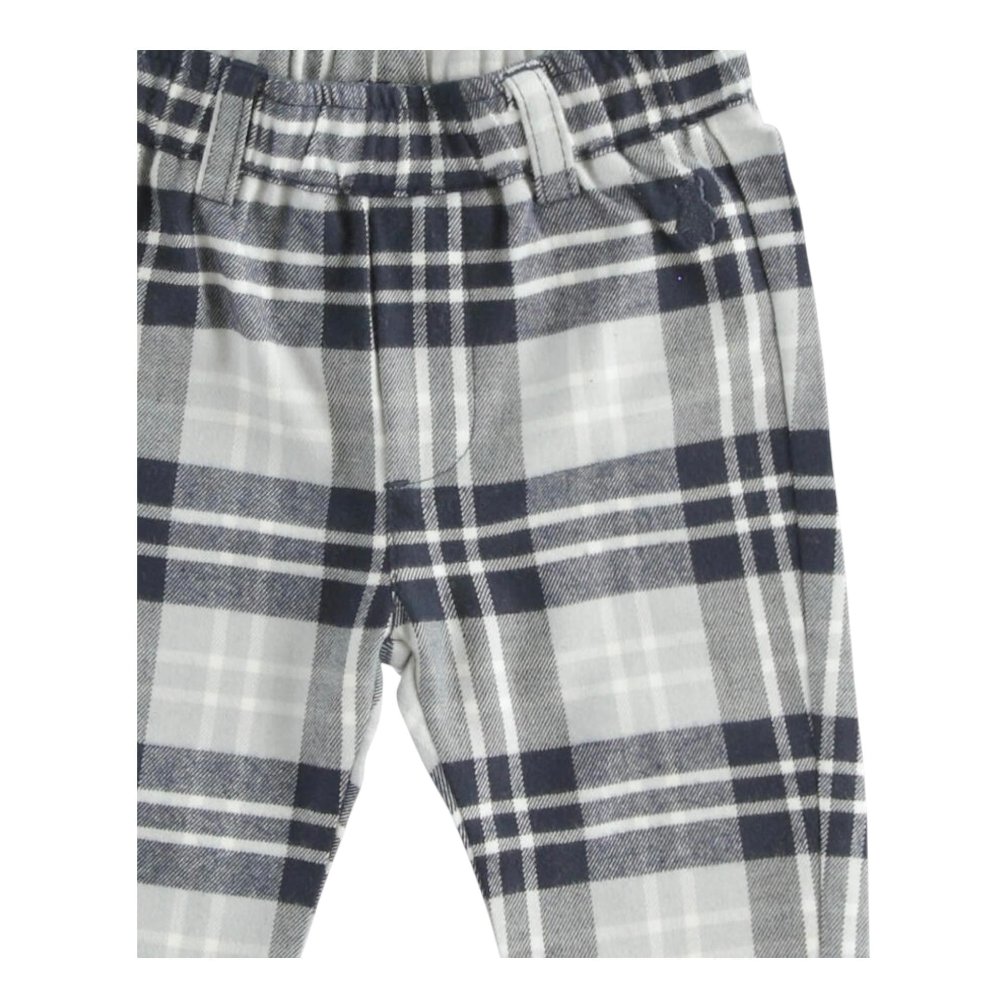 MINI BANDA pantalone fantasia scozzese con elastico in vita Blu per Neonato 35646X BLU MINI BANDA