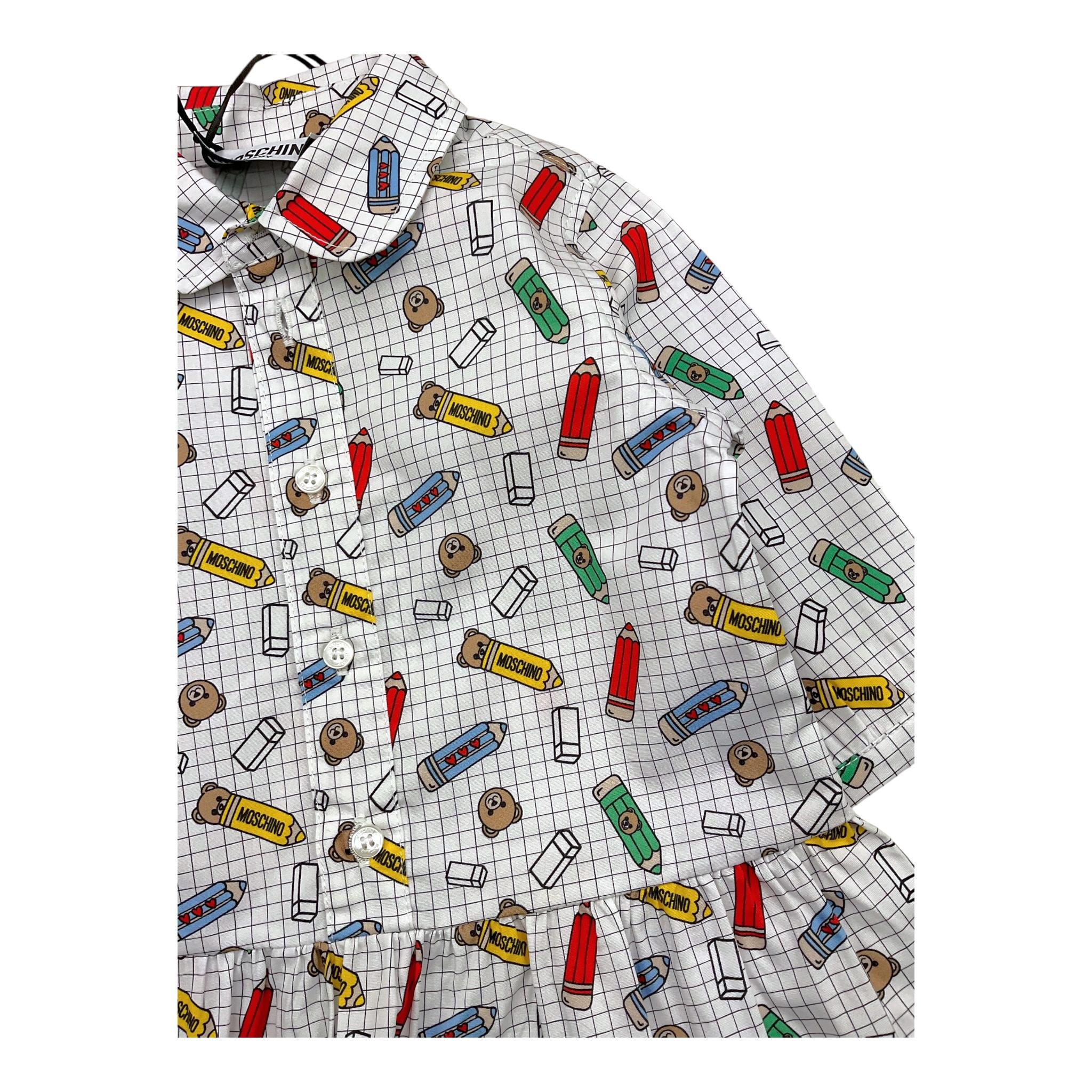 MOSCHINO abito camicia tinta unita con stampa Bianco per Neonata MDV0CQ BIANCO MOSCHINO