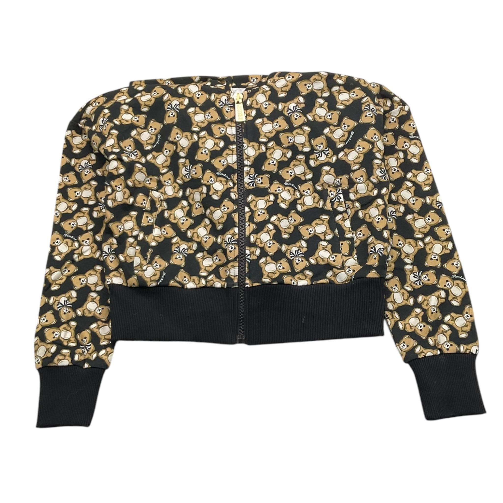MOSCHINO felpa tinta unita con zip e cappuccio e fantasia Nero per Bambina HDF06F NERO MOSCHINO
