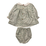 BABIDU completo 2pz coulotte-camicia tinta unita con stampa fiori Verde per Neonata 92667 VERDE BABIDU