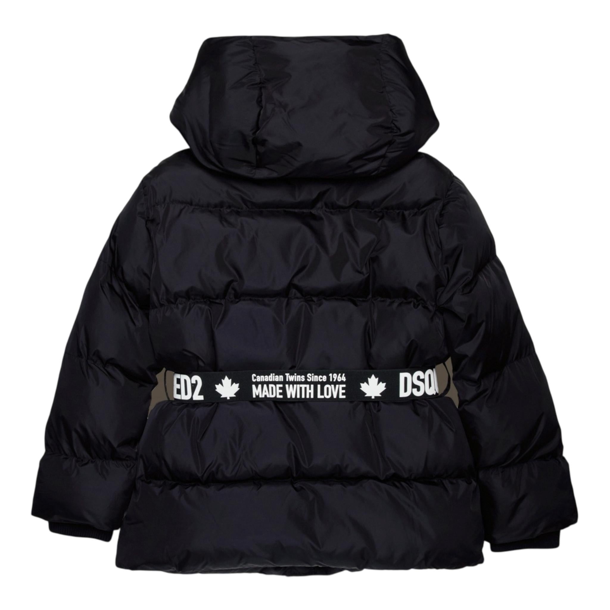 DSQUARED2 giubbino tinta unita con zip e cappuccio Nero per Bambina DQ2439 NERO DSQUARED2