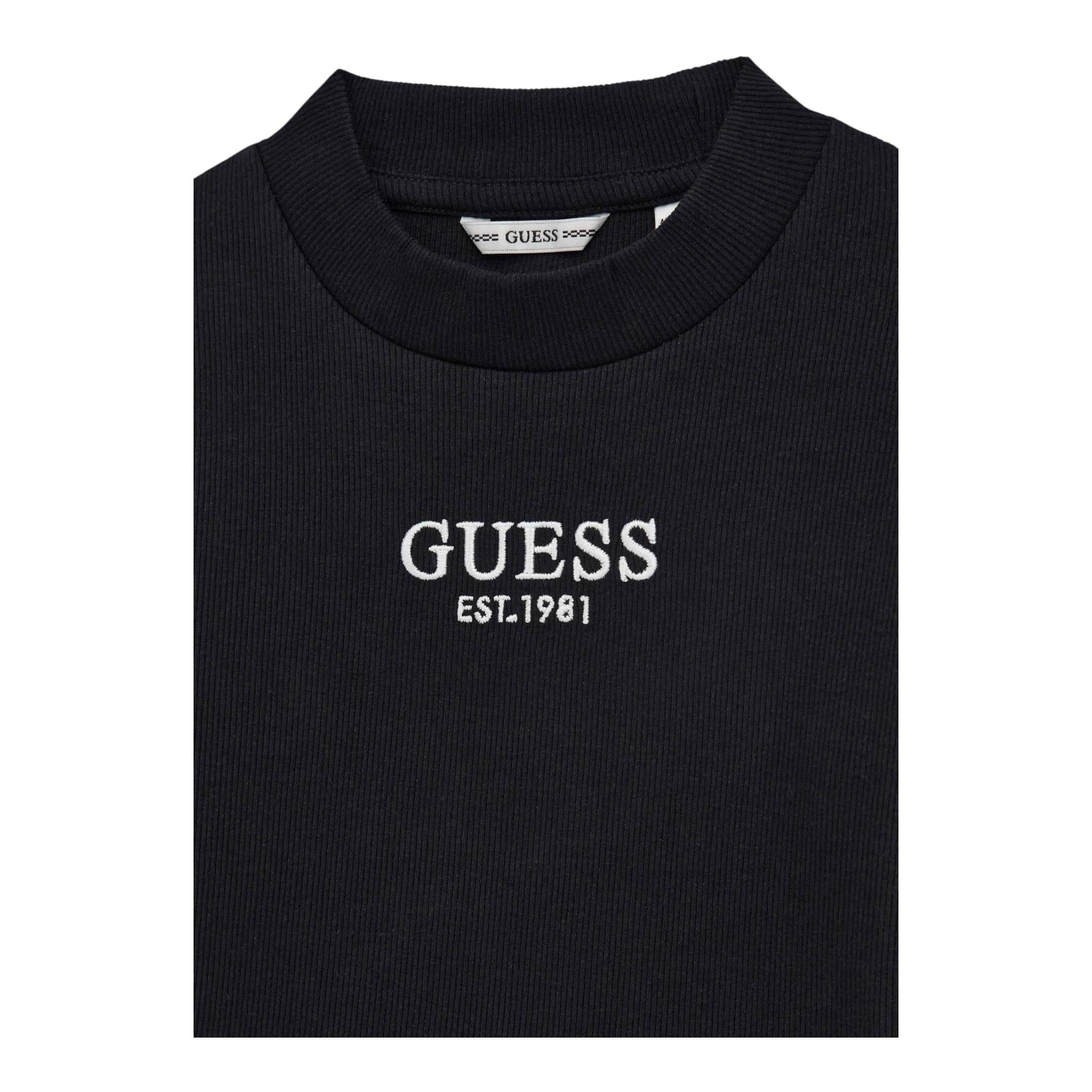 GUESS shirt tinta unita girocollo con logo Nero per Bambina J4YI49KBZP4 NERO GUESS