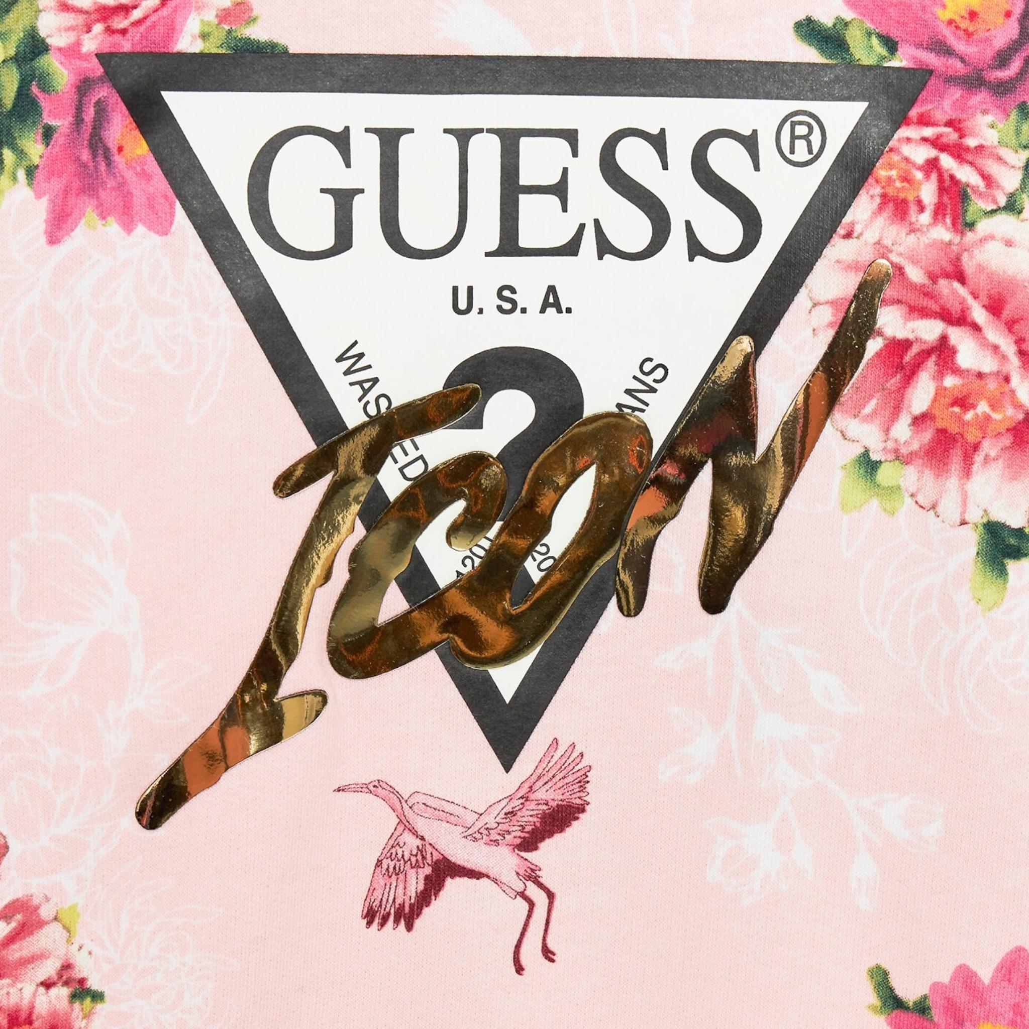 GUESS felpa tinta unita girocollo con fantasia Rosa per Bambina J4YQ02KA6R3 ROSA GUESS