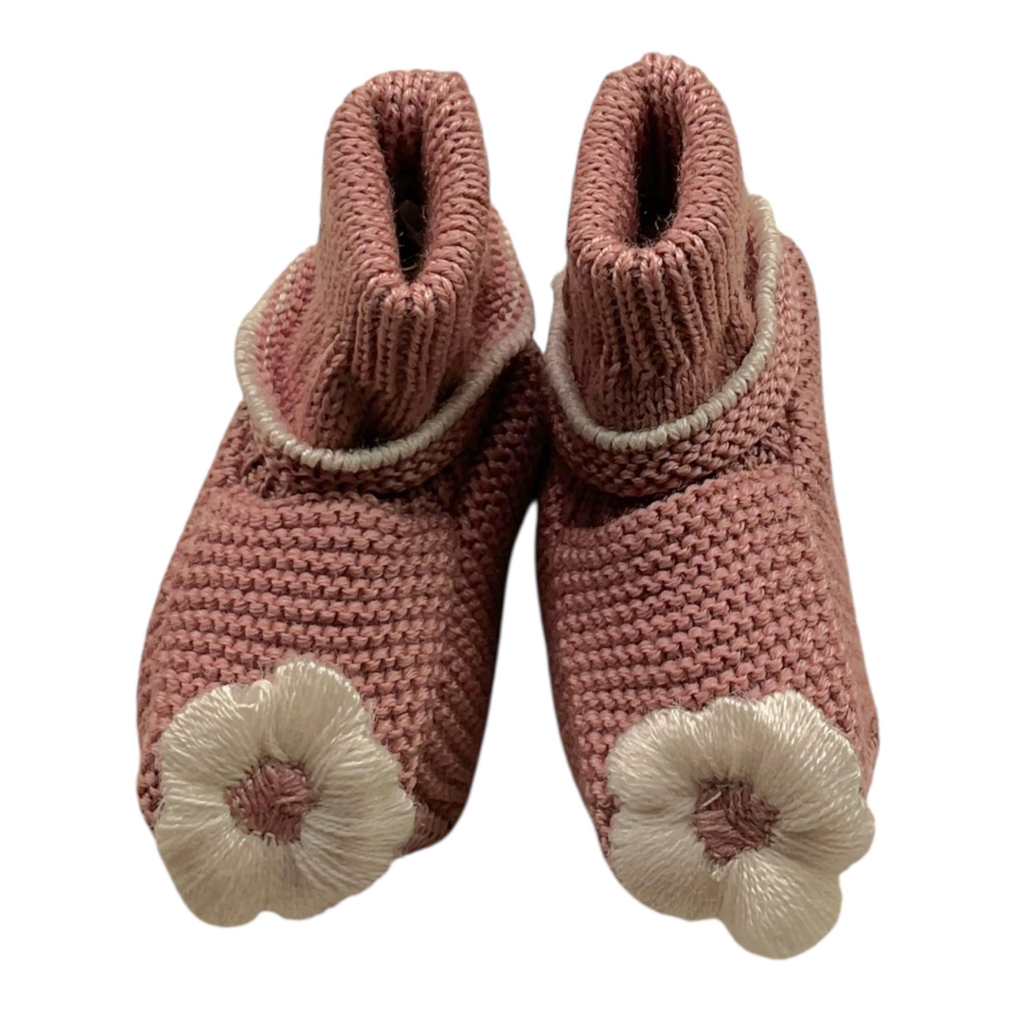 MARLU' babbucce tinta unita con applicazioni Rosa per Neonata BABB ROSA MARLU'