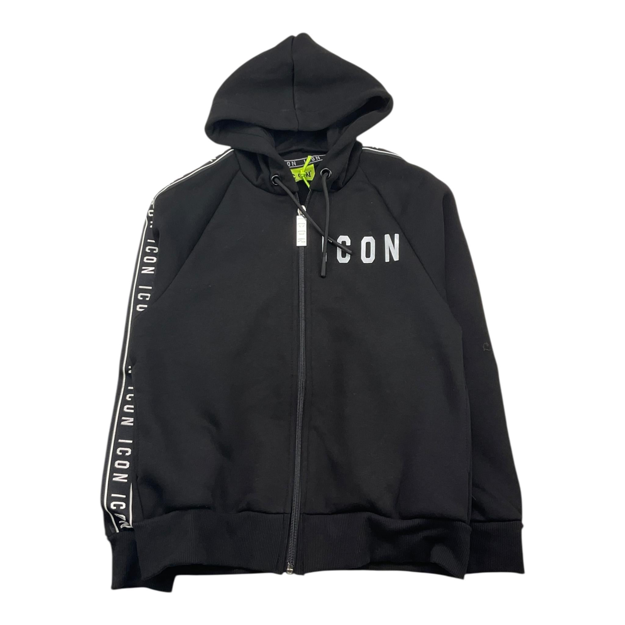 ICON felpa con zip e cappuccio tinta unita con logo Nero per Bambino IBSW324 NERO ICON