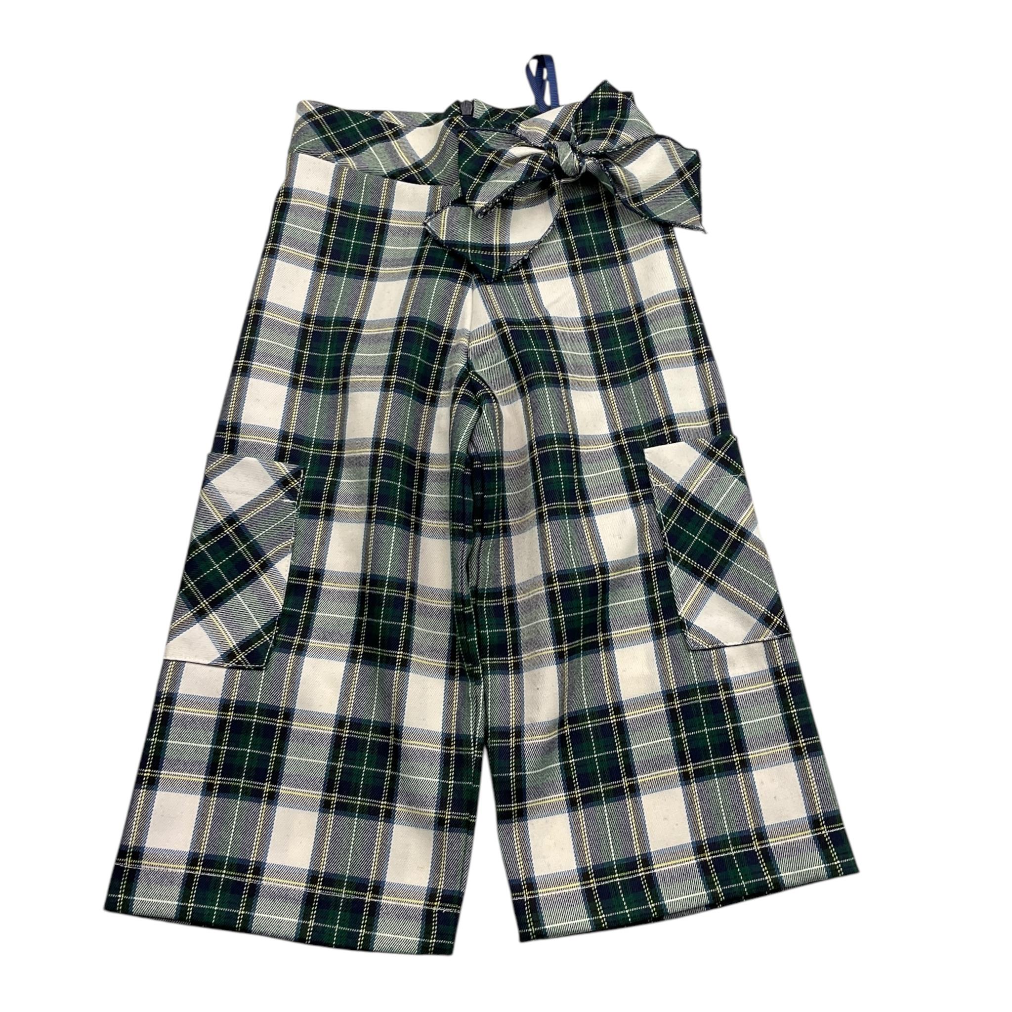PICCOLA LUDO pantalone tricolore modello a palazzo con fantasia a quadri Verde per Bambina BS9WB004 VERDE PICCOLA LUDO