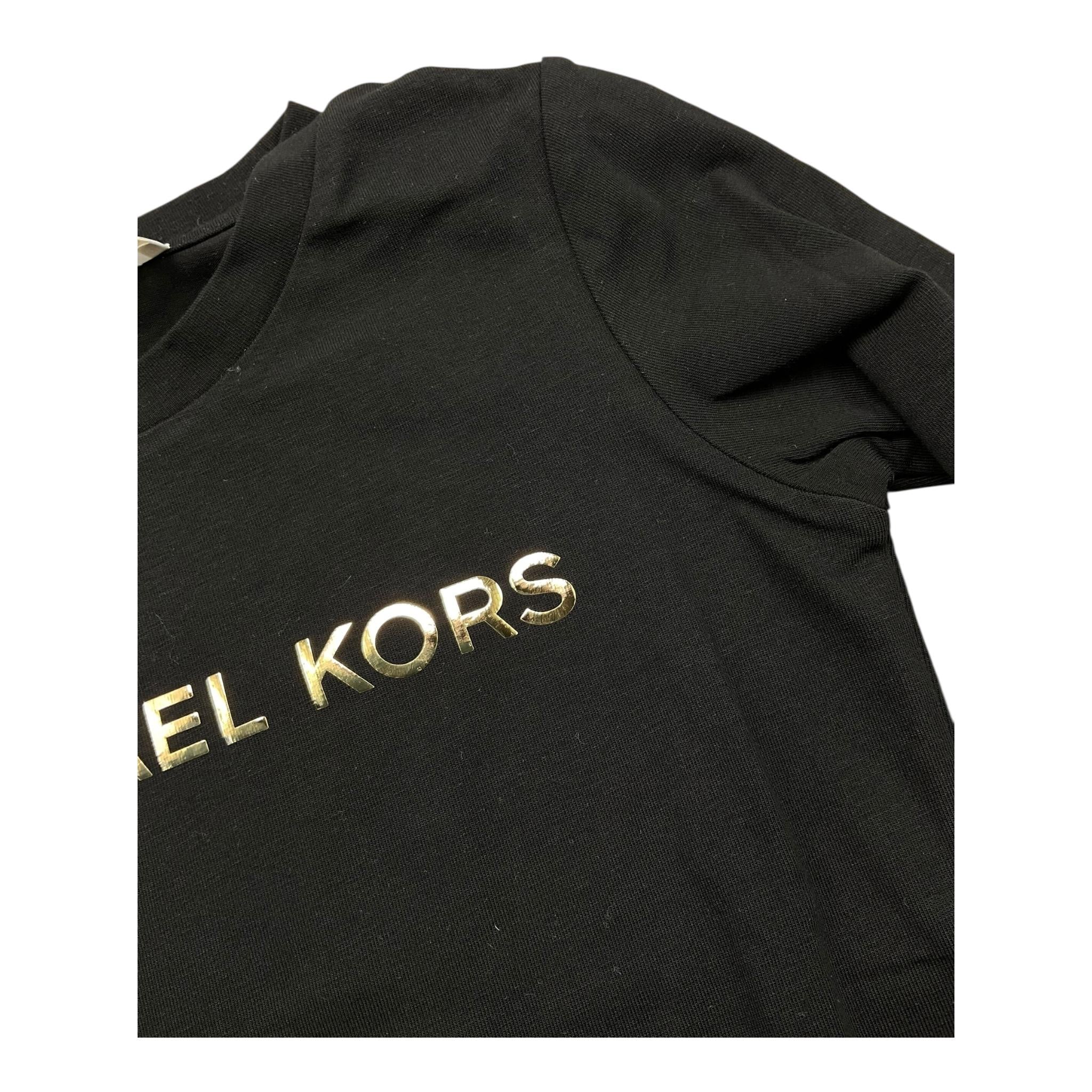 MICHAEL KORS shirt girocollo tinta unita con stampa logo Nero per Bambina R15195 NERO MICHAEL KORS
